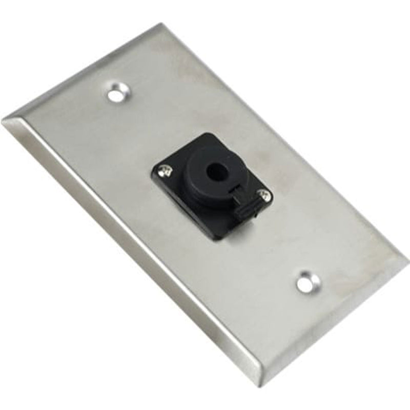 AtlasIED SG-QTRSL-F1 Single Gang Stainless Steel Plate with (1) Female Locking TRS Connector