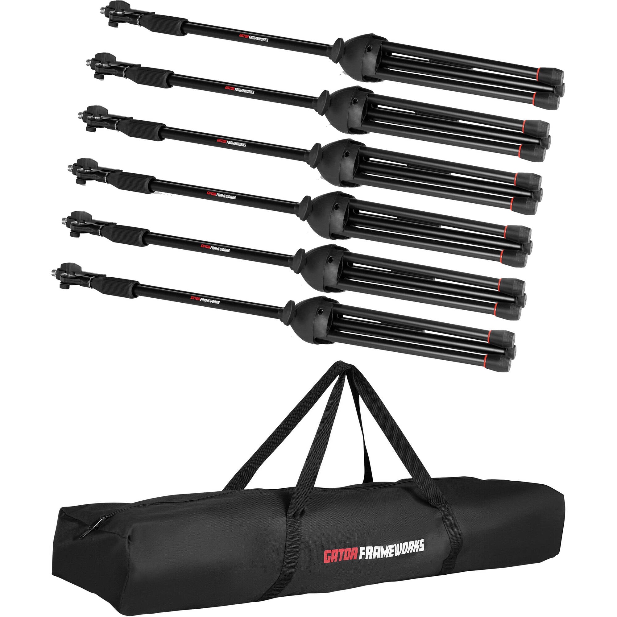 Gator Frameworks GFW-MIC-6PACKBG Microphone Boom Stand 6-Pack with Carry Bag