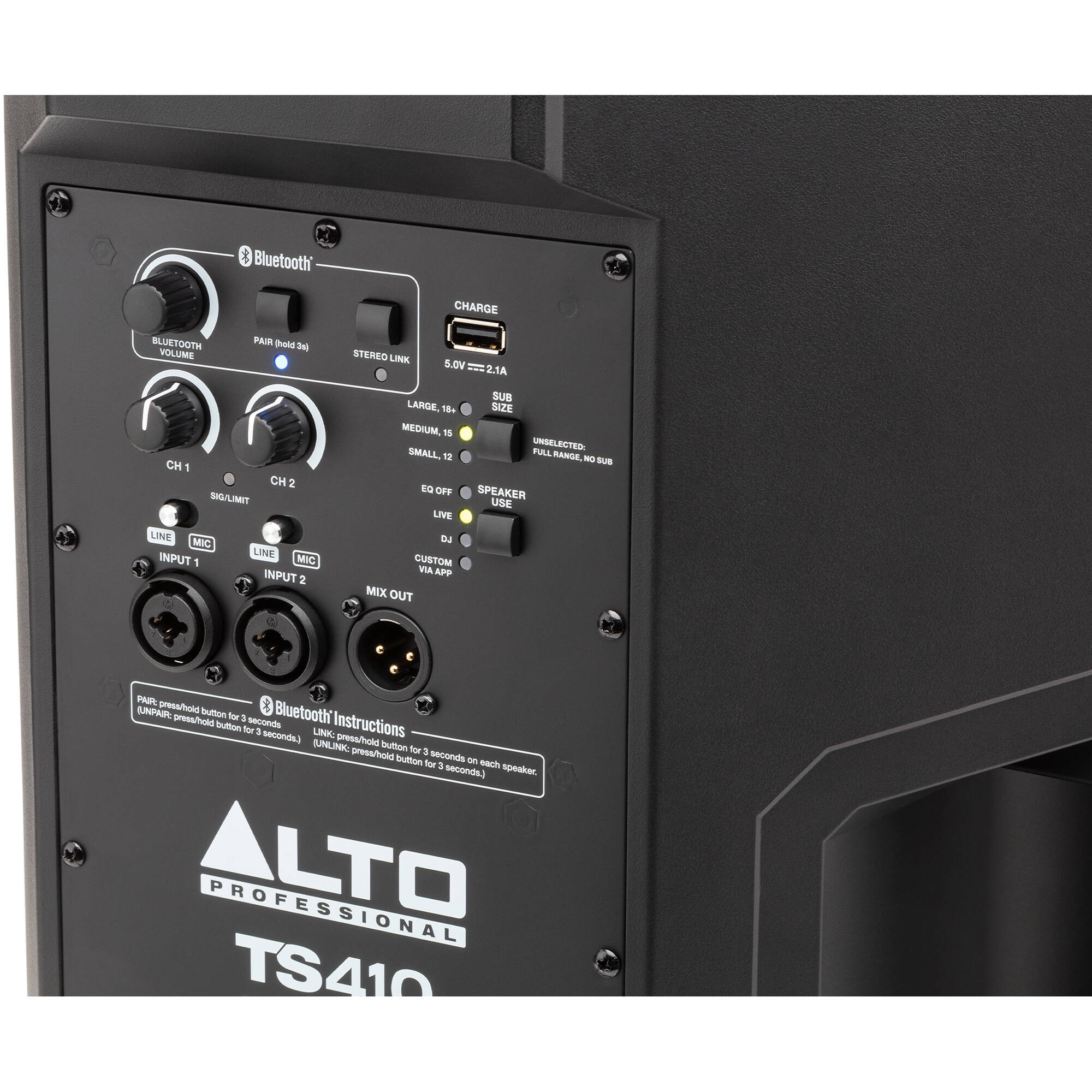 Alto Professional TS410 TrueSonic 4 Series 2000W 2-Way Active Loudspeaker with Bluetooth (10")