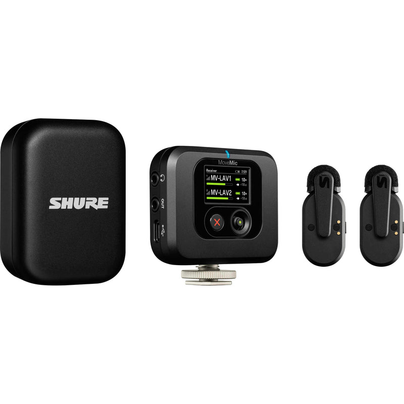 Shure MoveMic Two Receiver Kit 2-Person Clip-On Wireless Mic System for Cameras & Mobile Devices