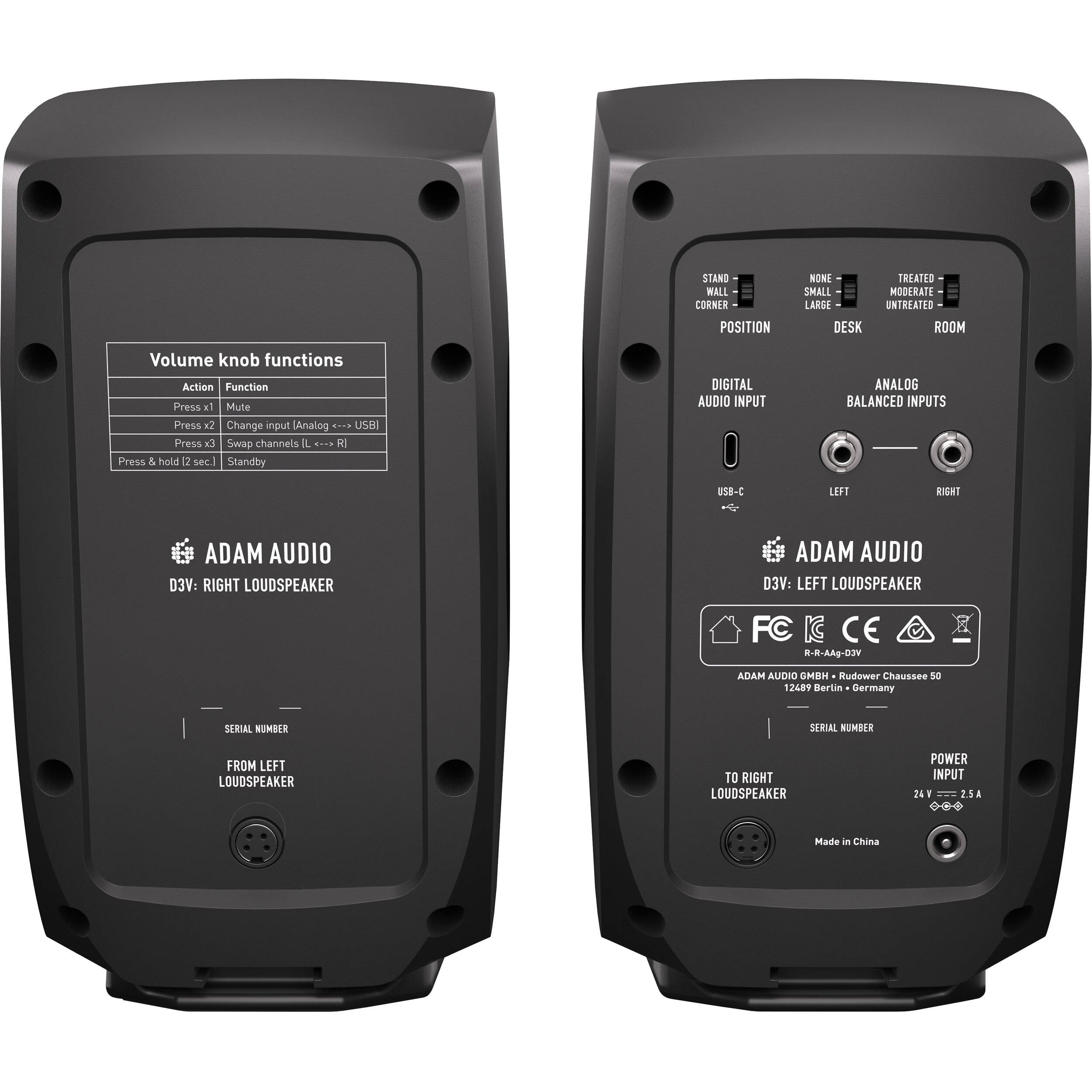 Adam Audio D3V Active Desktop Studio Monitor Pair (Black)