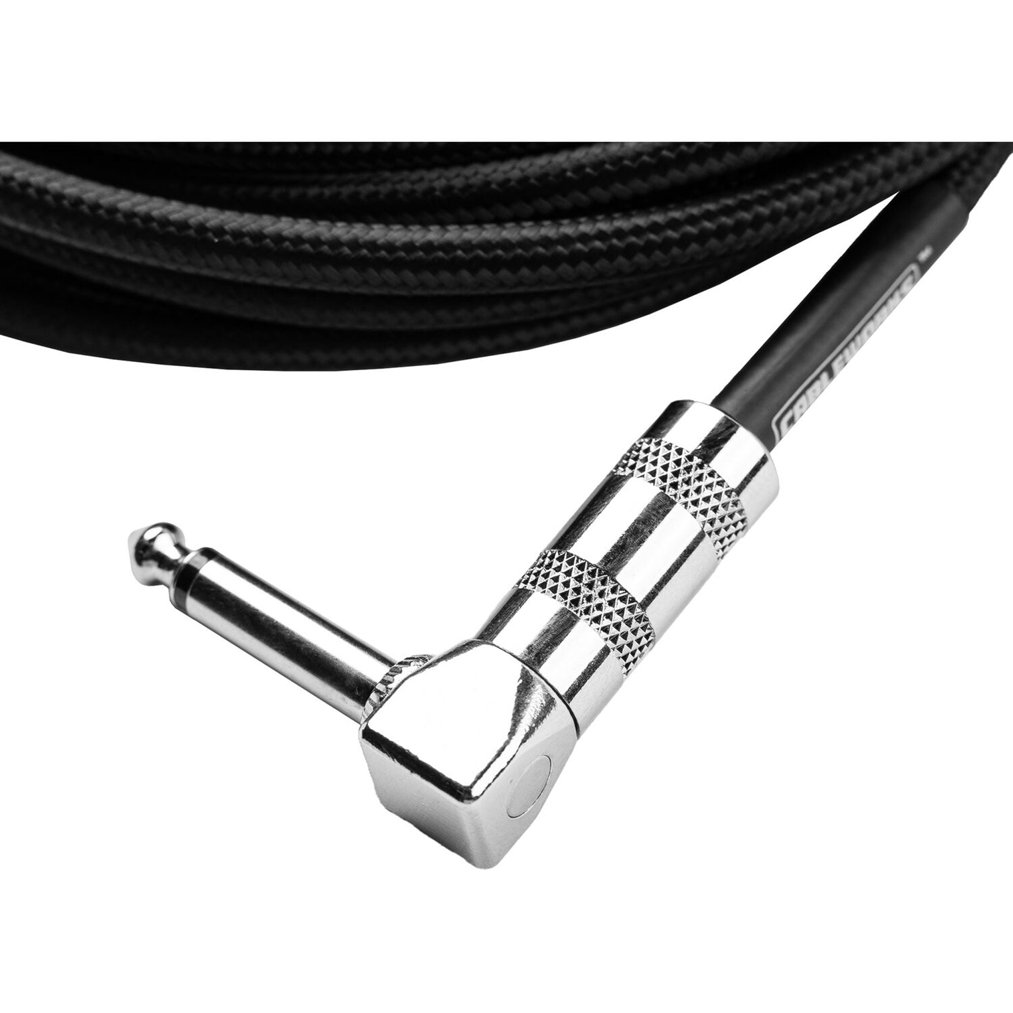 Gator Backline Series 1/4" Straight to 1/4" Right Angle Braided Instrument Cable (Black/Black, 20')