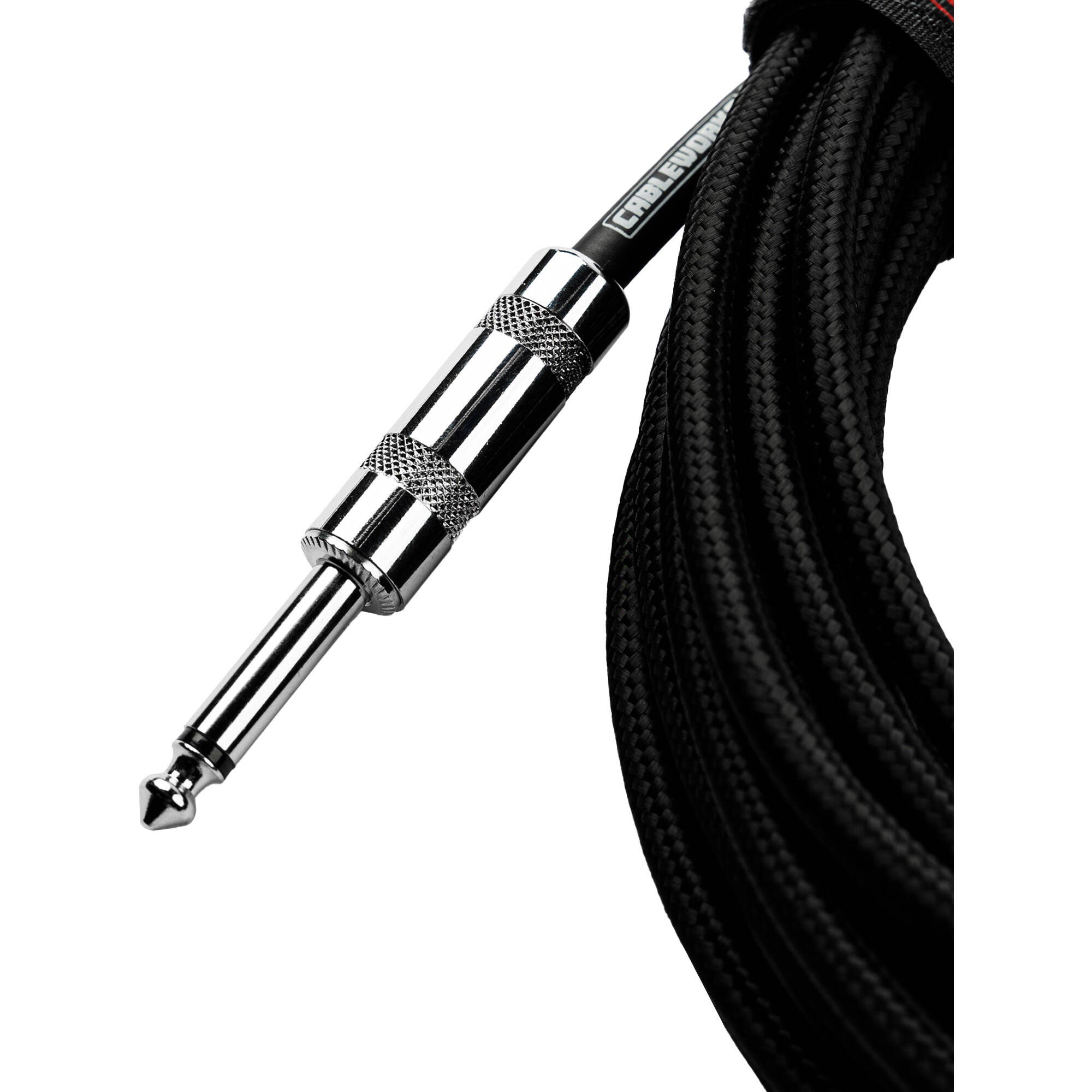 Gator Backline Series 1/4" Straight to 1/4" Right Angle Braided Instrument Cable (Black/Black, 20')