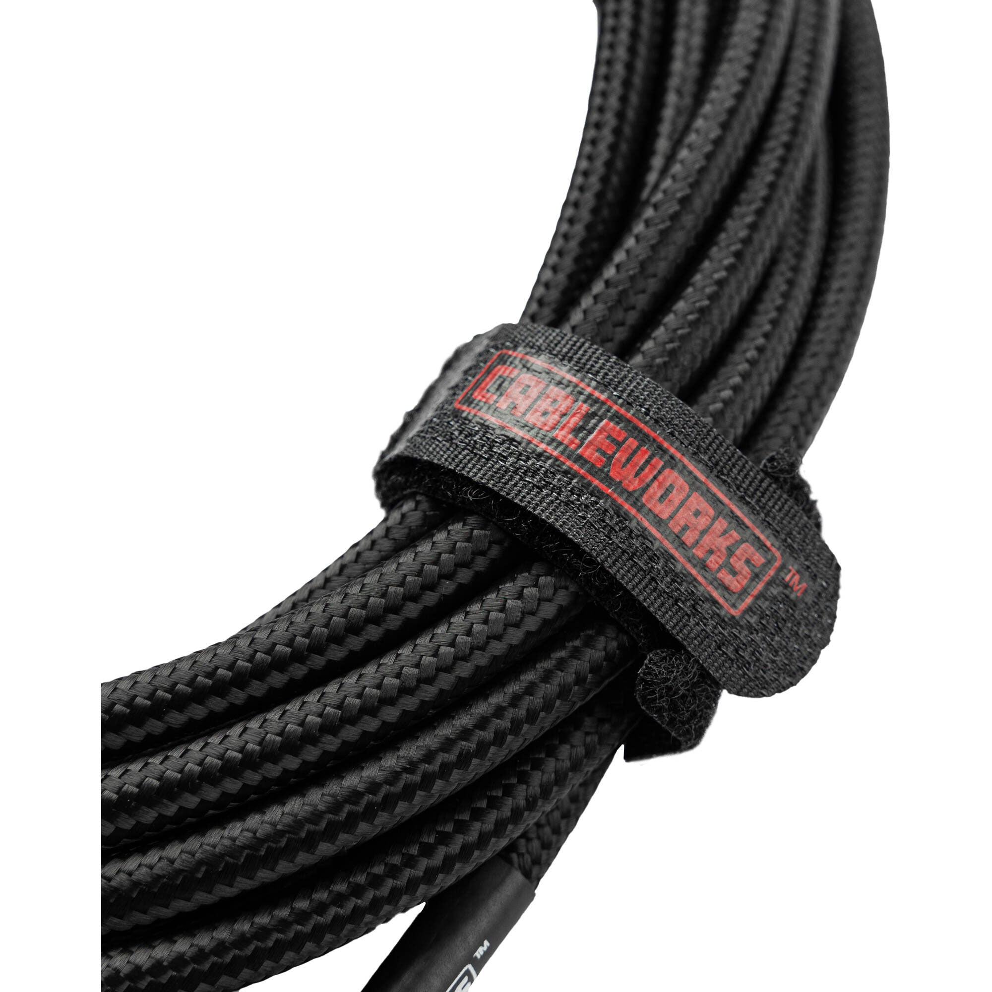 Gator Backline Series 1/4" Straight to 1/4" Right Angle Braided Instrument Cable (Black/Black, 20')