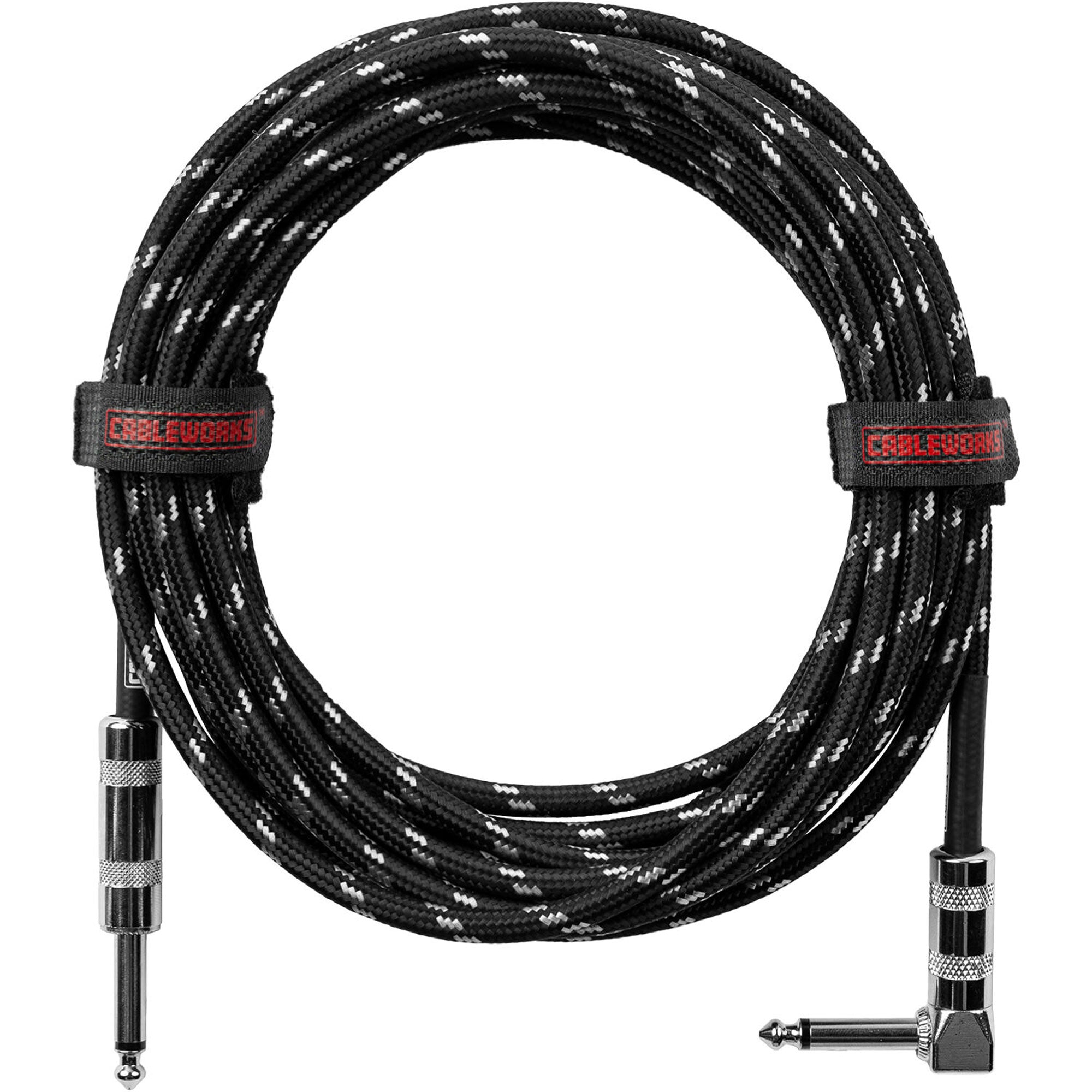 Gator Backline Series 1/4" Straight to 1/4" Right Angle Braided Instrument Cable (Black/Gray, 20')