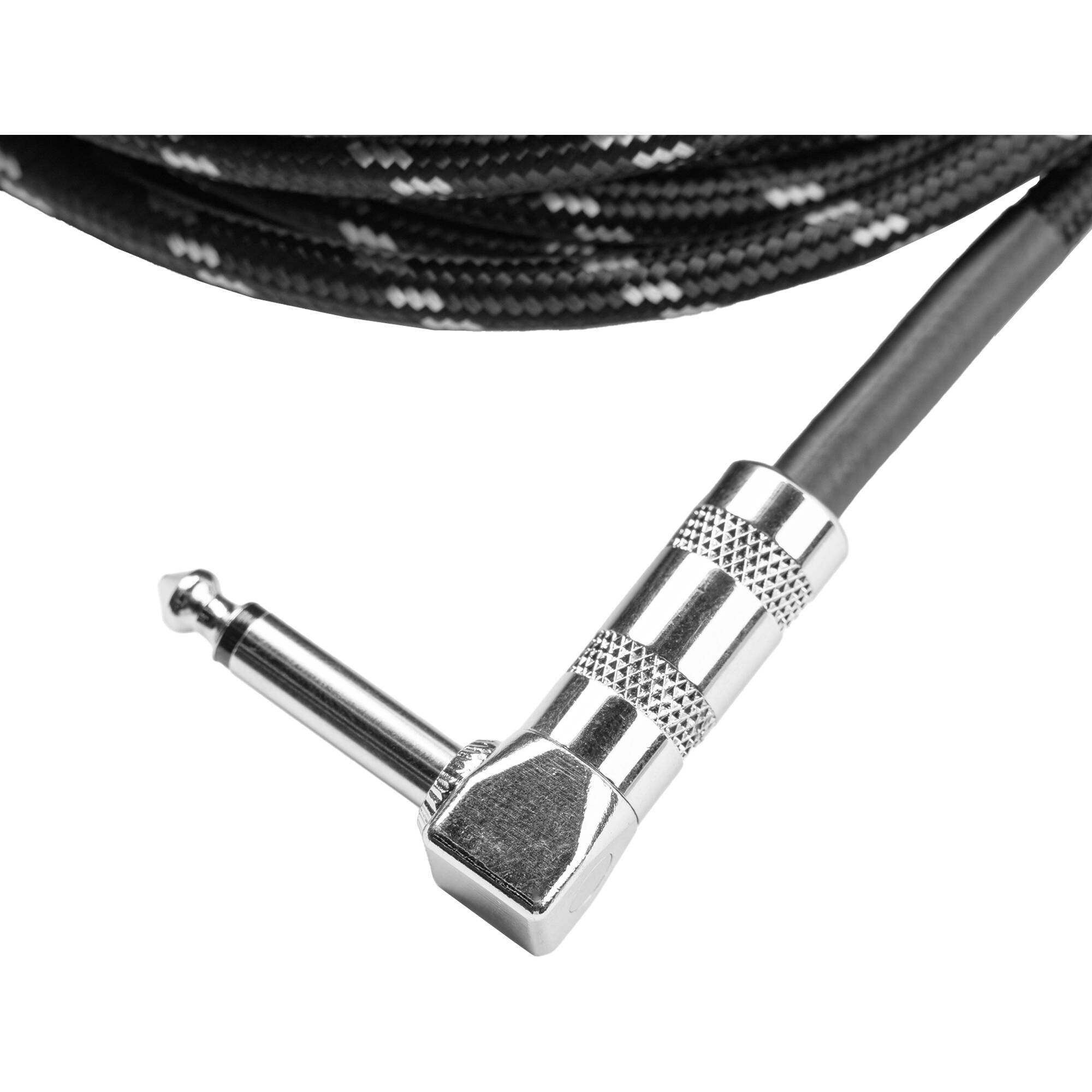 Gator Backline Series 1/4" Straight to 1/4" Right Angle Braided Instrument Cable (Black/Gray, 20')