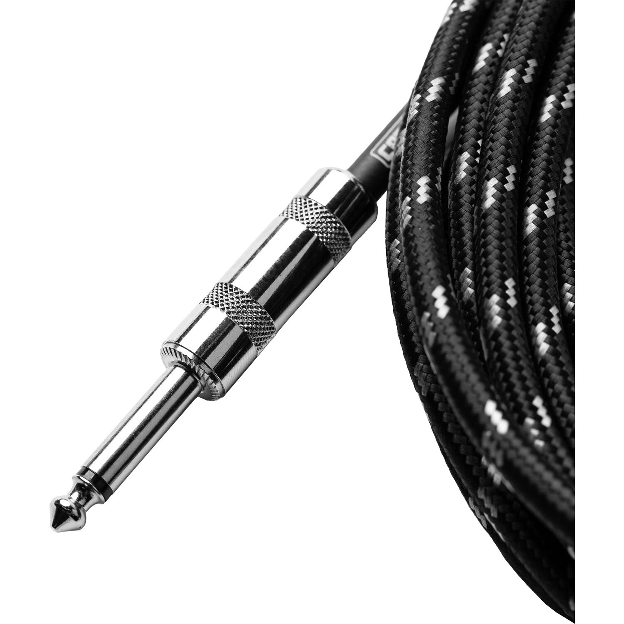 Gator Backline Series 1/4" Straight to 1/4" Right Angle Braided Instrument Cable (Black/Gray, 20')