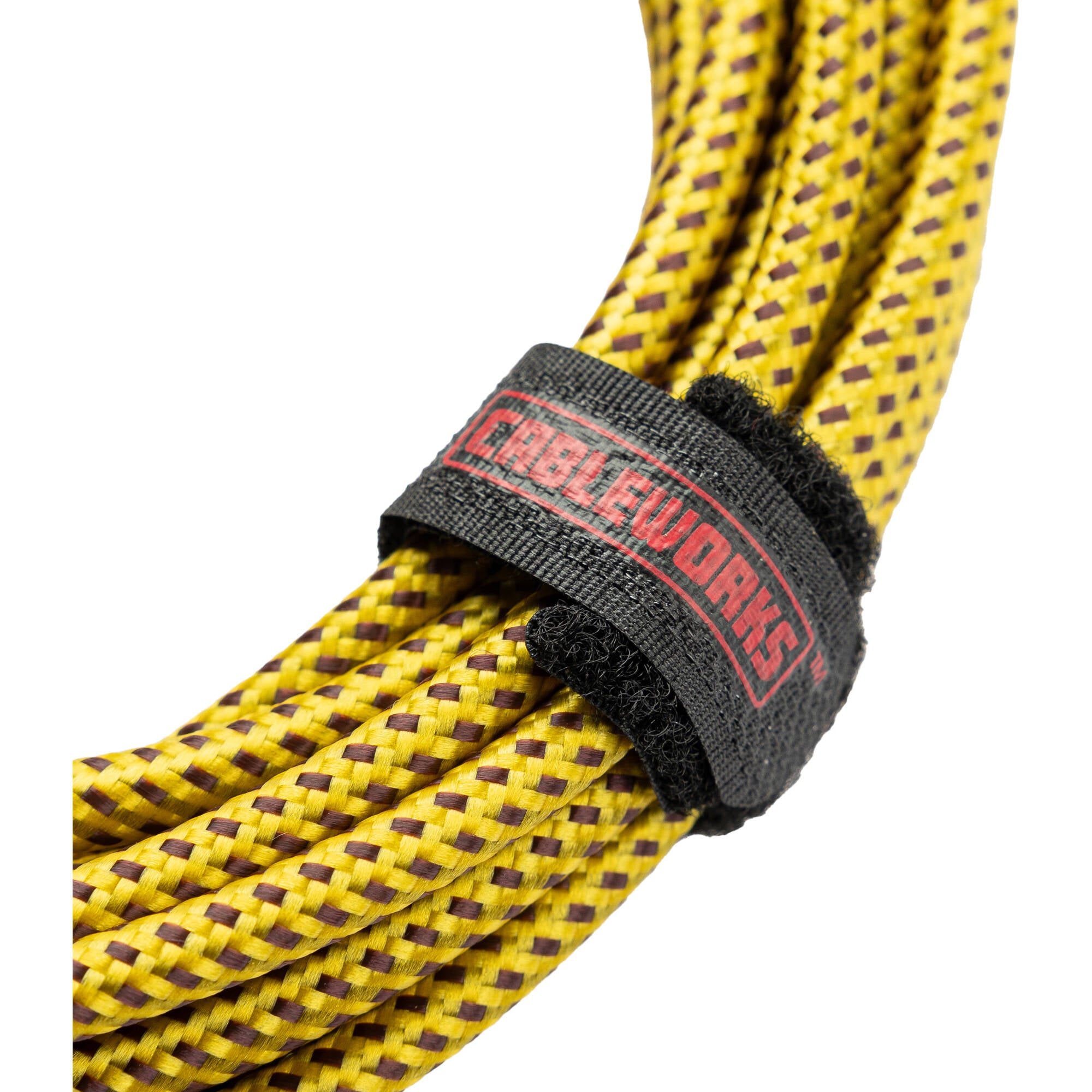 Gator Backline Series 1/4" Straight to 1/4" Right Angle Braided Instrument Cable (Brown/Yellow, 20')