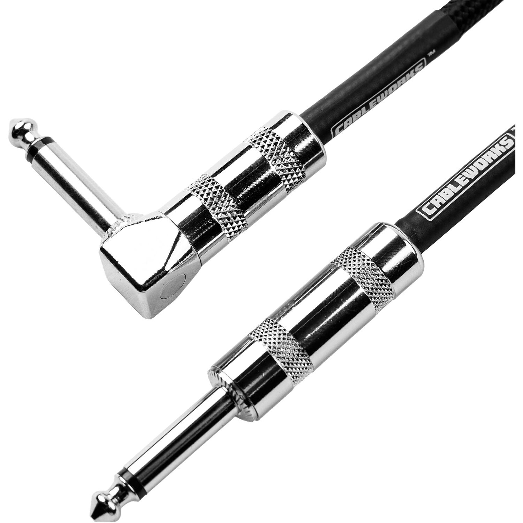 Gator Backline Series 1/4" Straight to 1/4" Right Angle Braided Instrument Cable (Black/Red, 20')