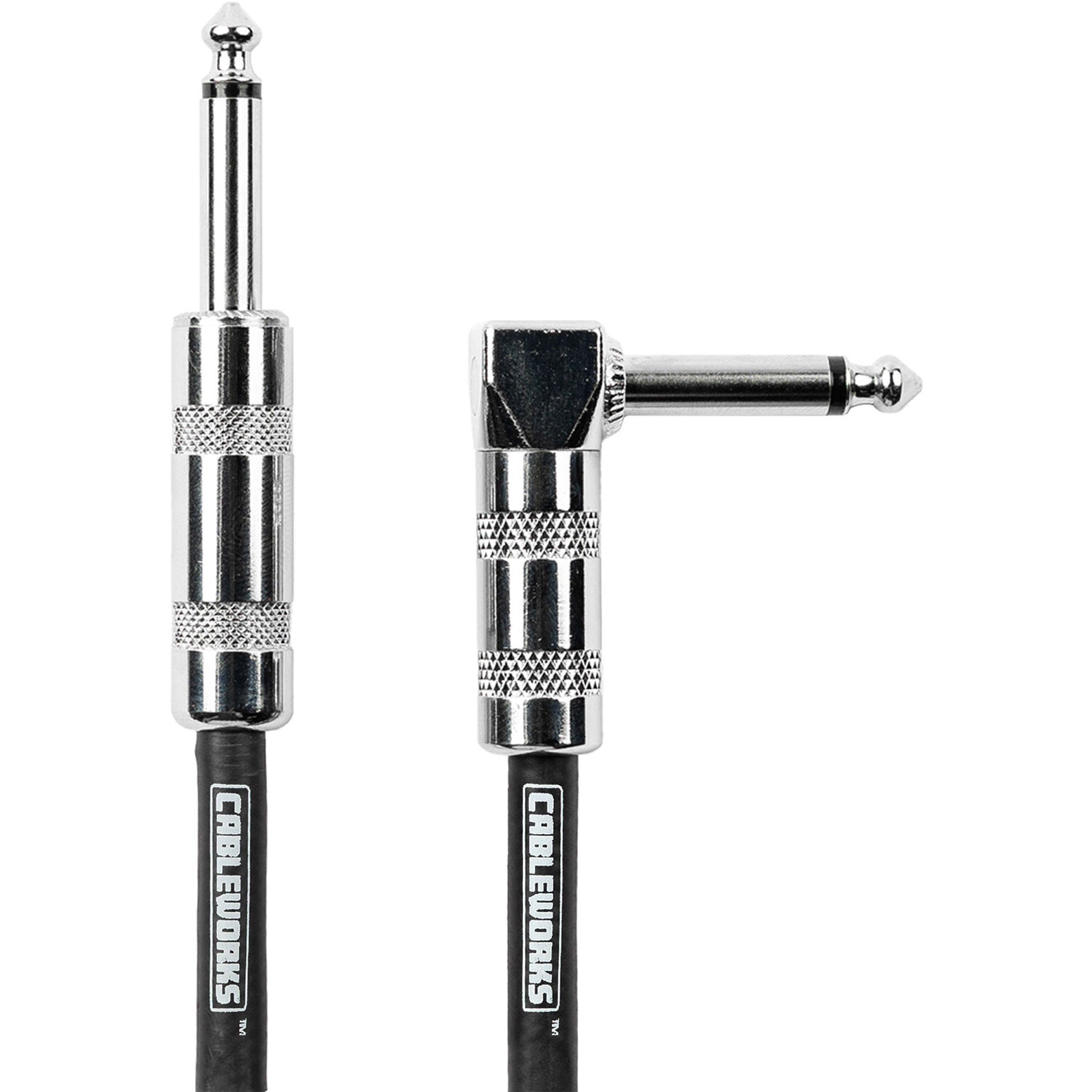 Gator Backline Series 1/4" Straight to 1/4" Right Angle Braided Instrument Cable (Black/Red, 20')