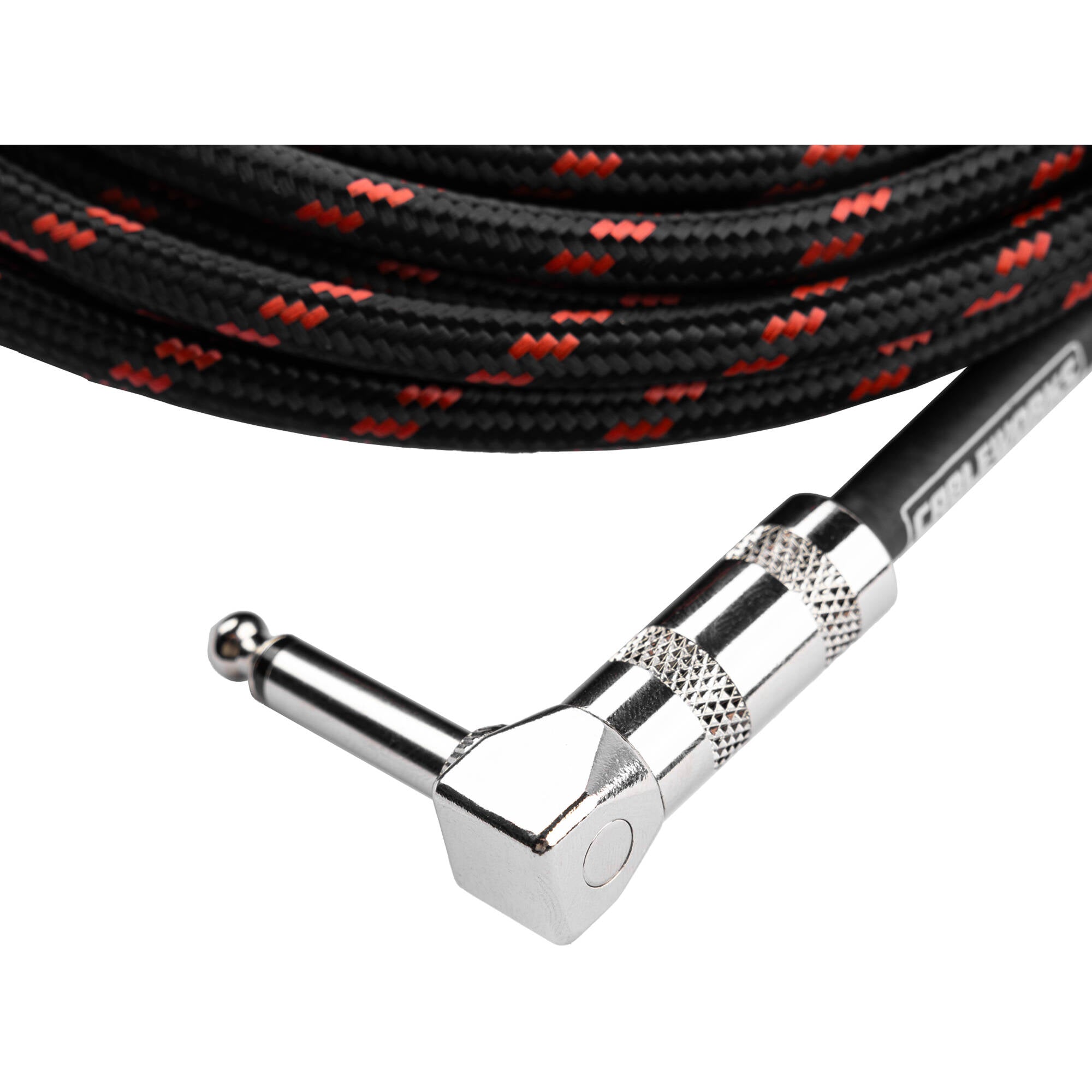 Gator Backline Series 1/4" Straight to 1/4" Right Angle Braided Instrument Cable (Black/Red, 20')