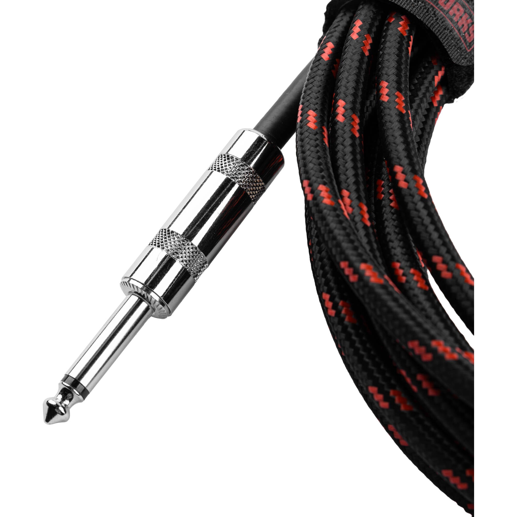 Gator Backline Series 1/4" Straight to 1/4" Right Angle Braided Instrument Cable (Black/Red, 20')