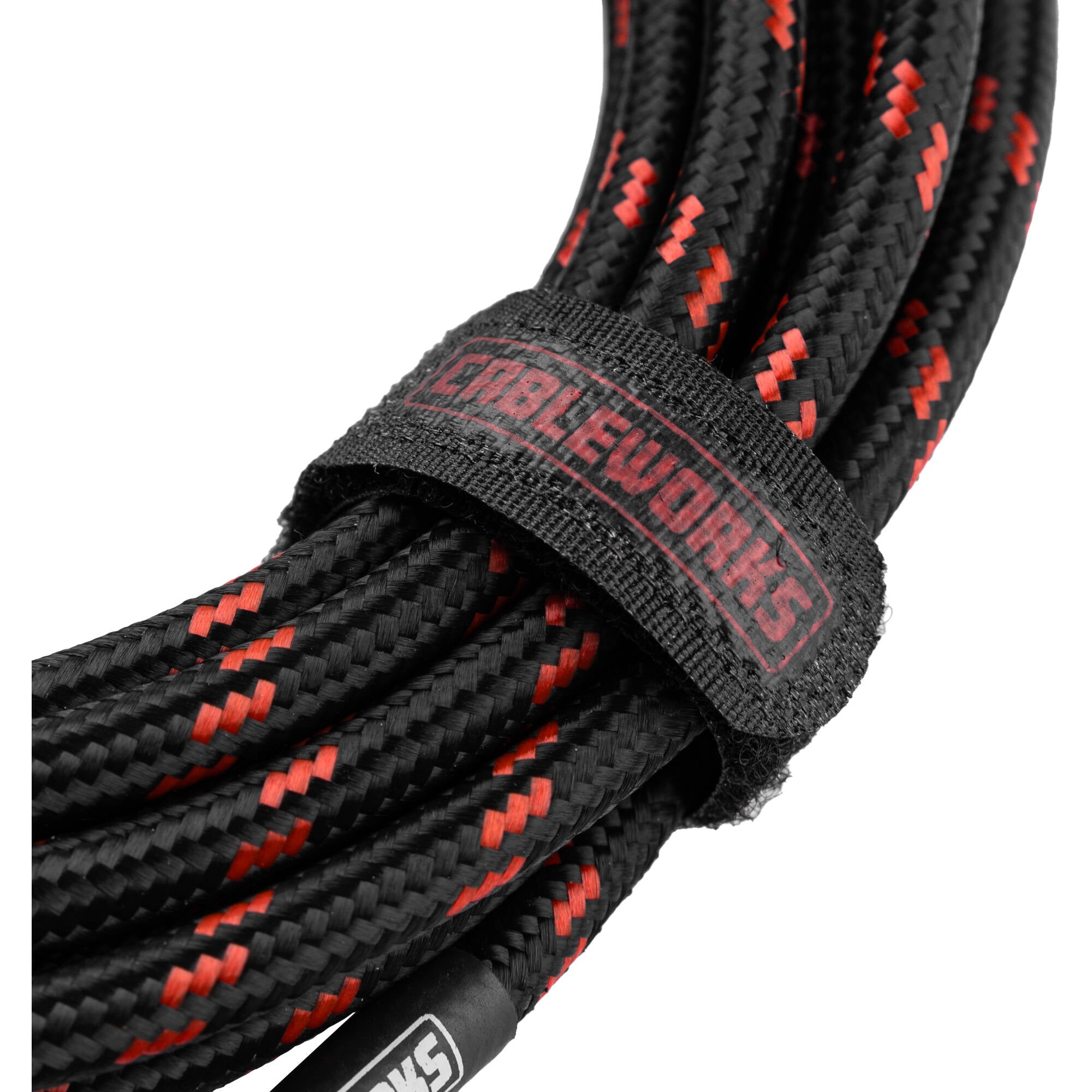 Gator Backline Series 1/4" Straight to 1/4" Right Angle Braided Instrument Cable (Black/Red, 20')