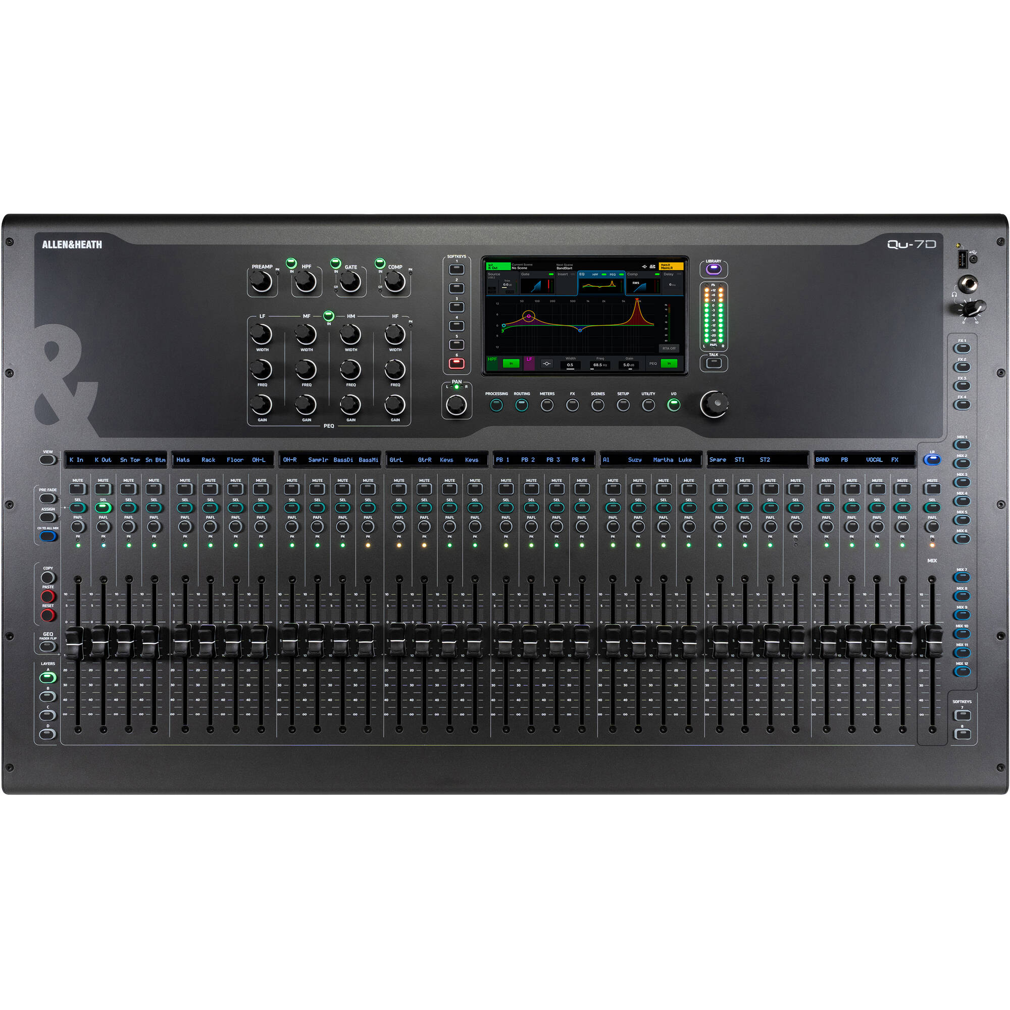 Allen & Heath Qu-7D 36-Channel / 12-Bus Digital Mixer with Dante and 33 Motorized Faders