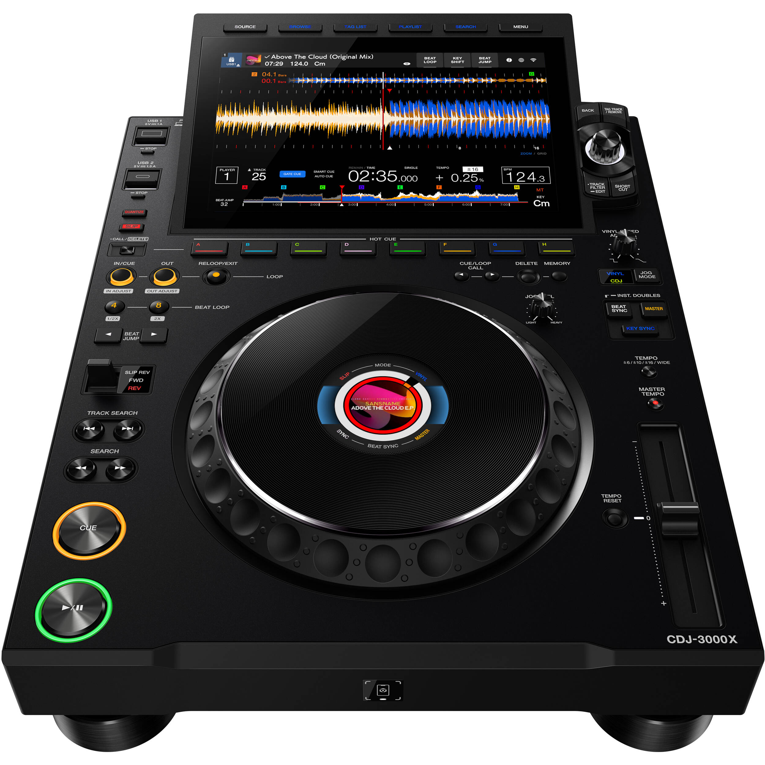 AlphaTheta CDJ-3000X High-Resolution Professional DJ Player (Black)
