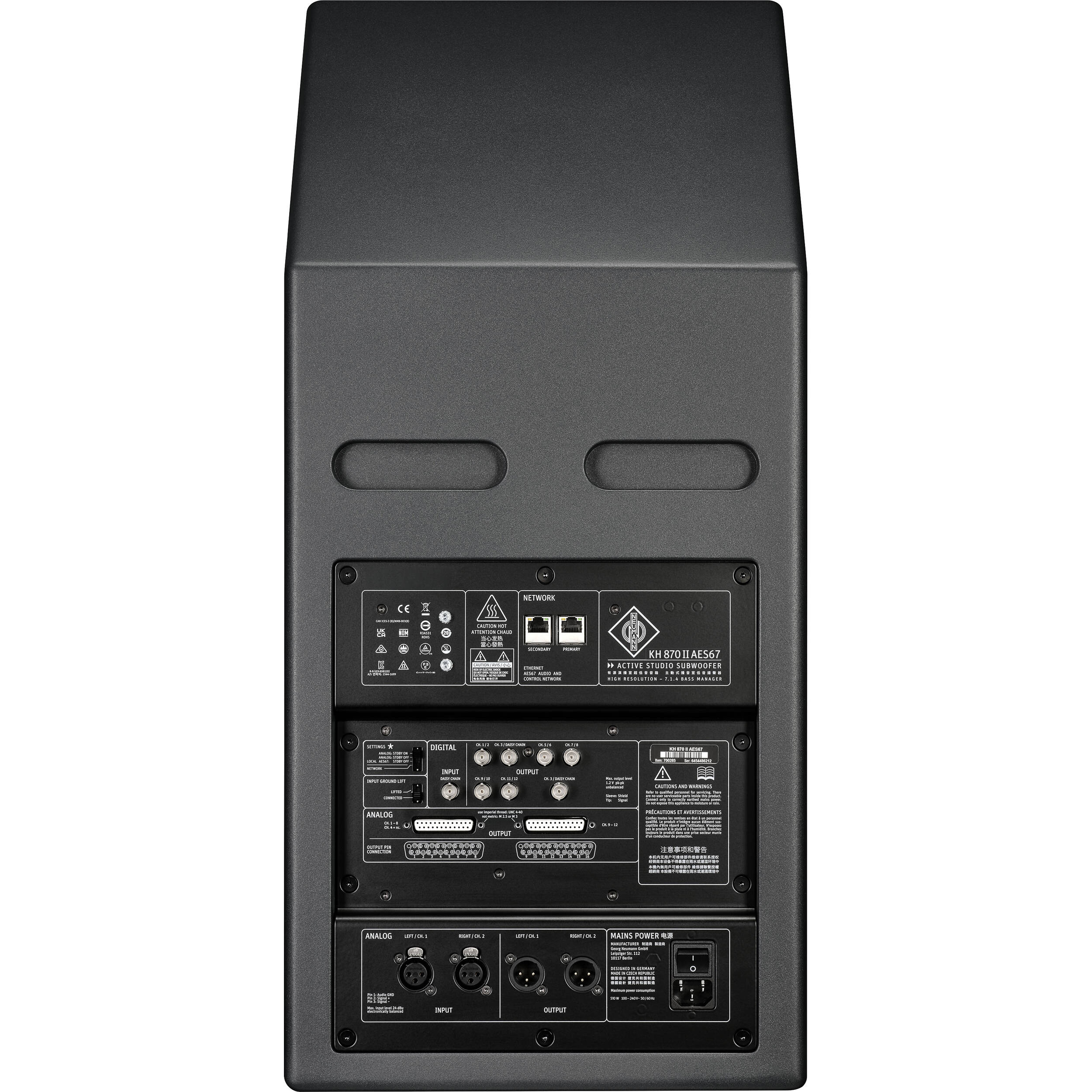 Neumann KH 870 II AES67 Dual 10" Active Studio Subwoofer with AES67 Support