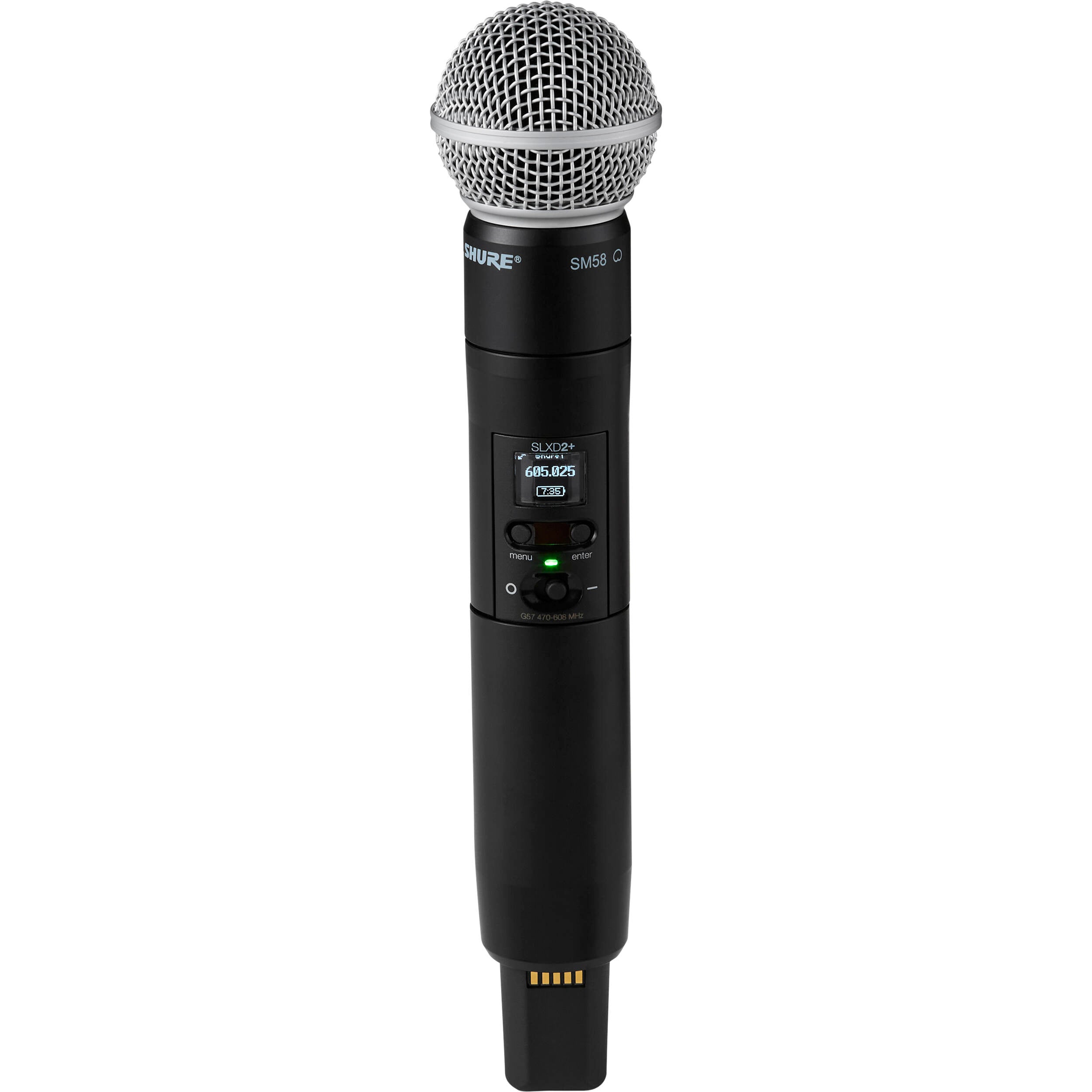 Shure SLXD2+ Digital Wireless Handheld SM58 Mic Transmitter (TAA Compliant, G57: 470-608 MHz)