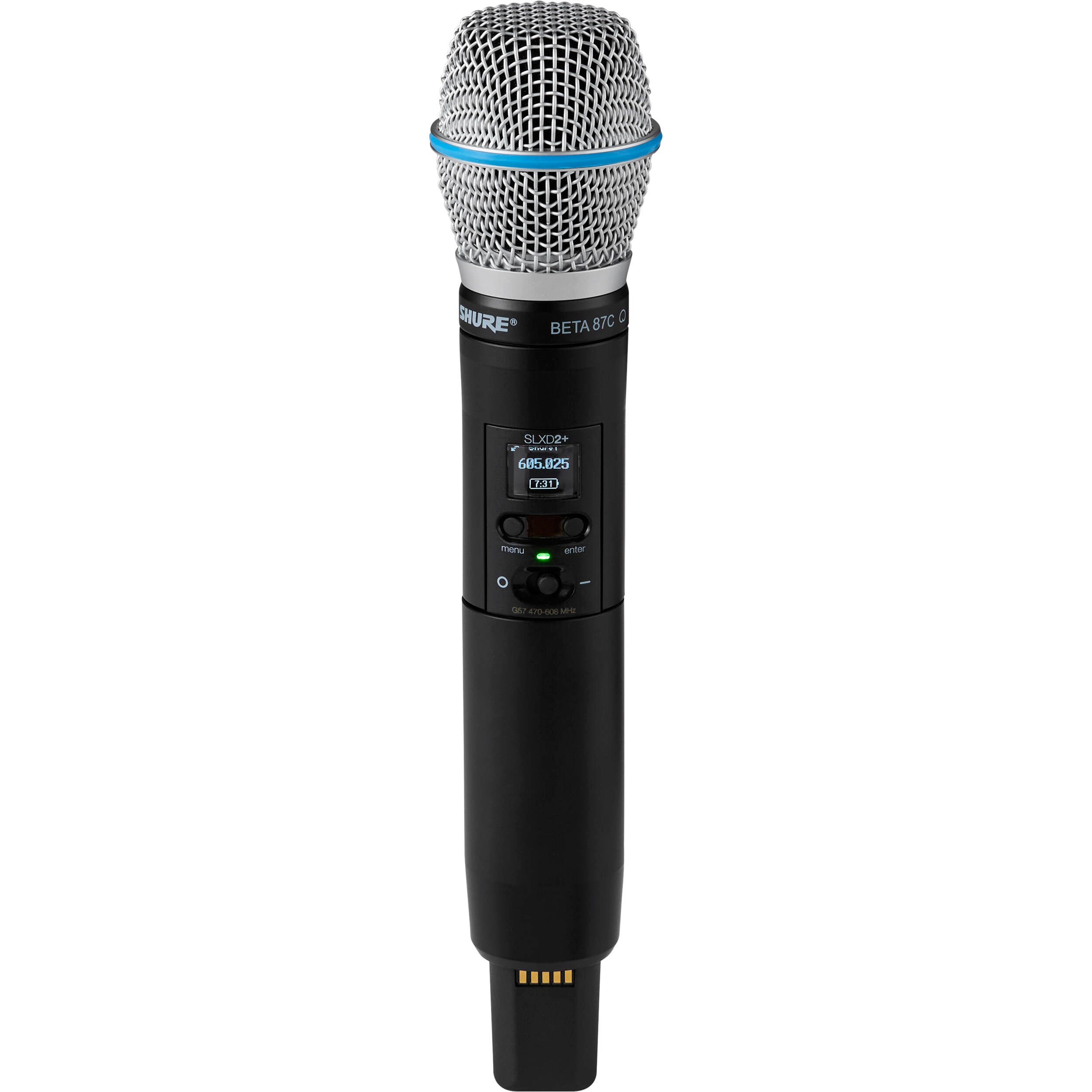 Shure SLXD2+ Digital Wireless Handheld Beta 87A Mic Transmitter (TAA Compliant, G57: 470-608 MHz)