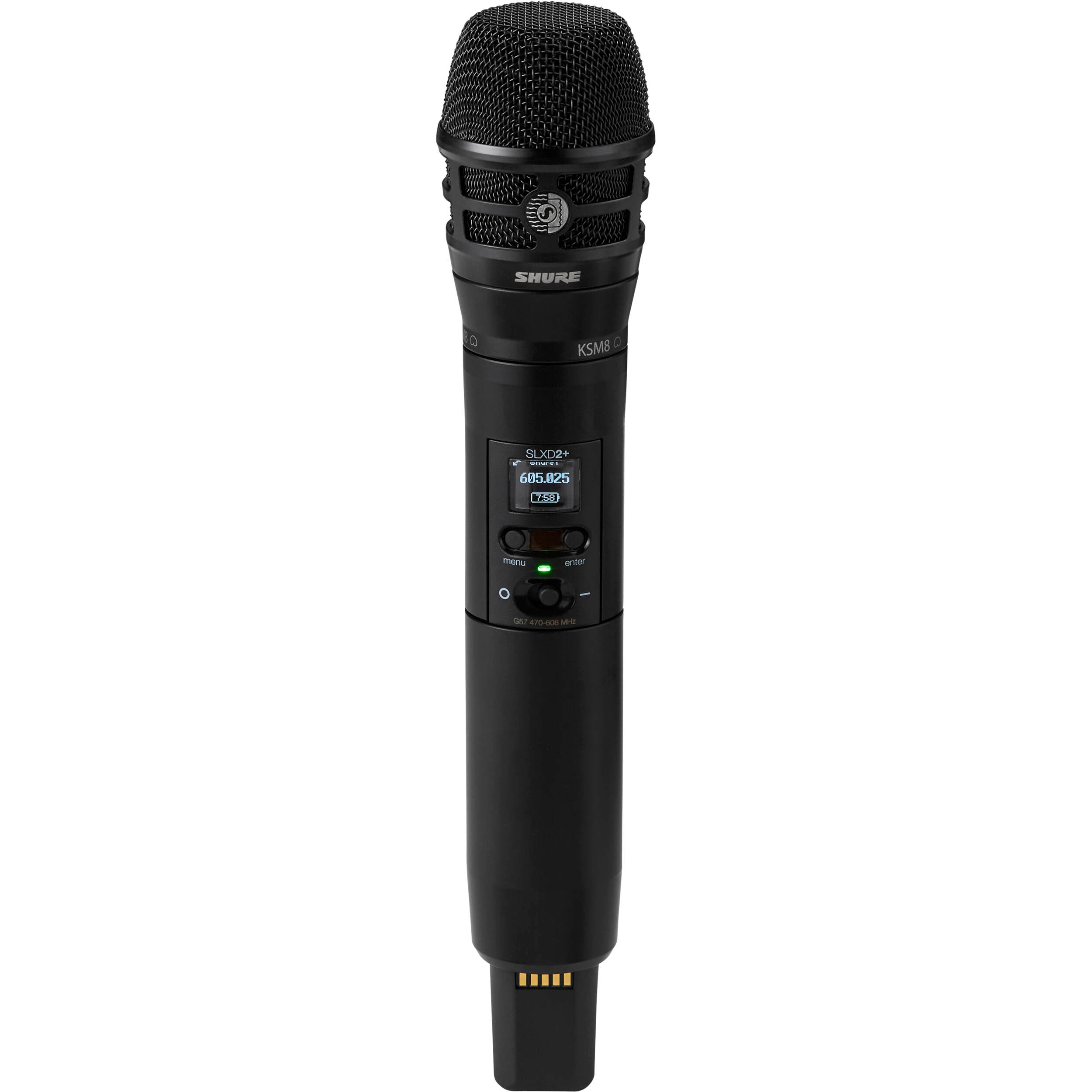 Shure SLXD2+ Digital Wireless Handheld KSM8 Mic Transmitter (TAA Compliant, G57: 470-608 MHz)