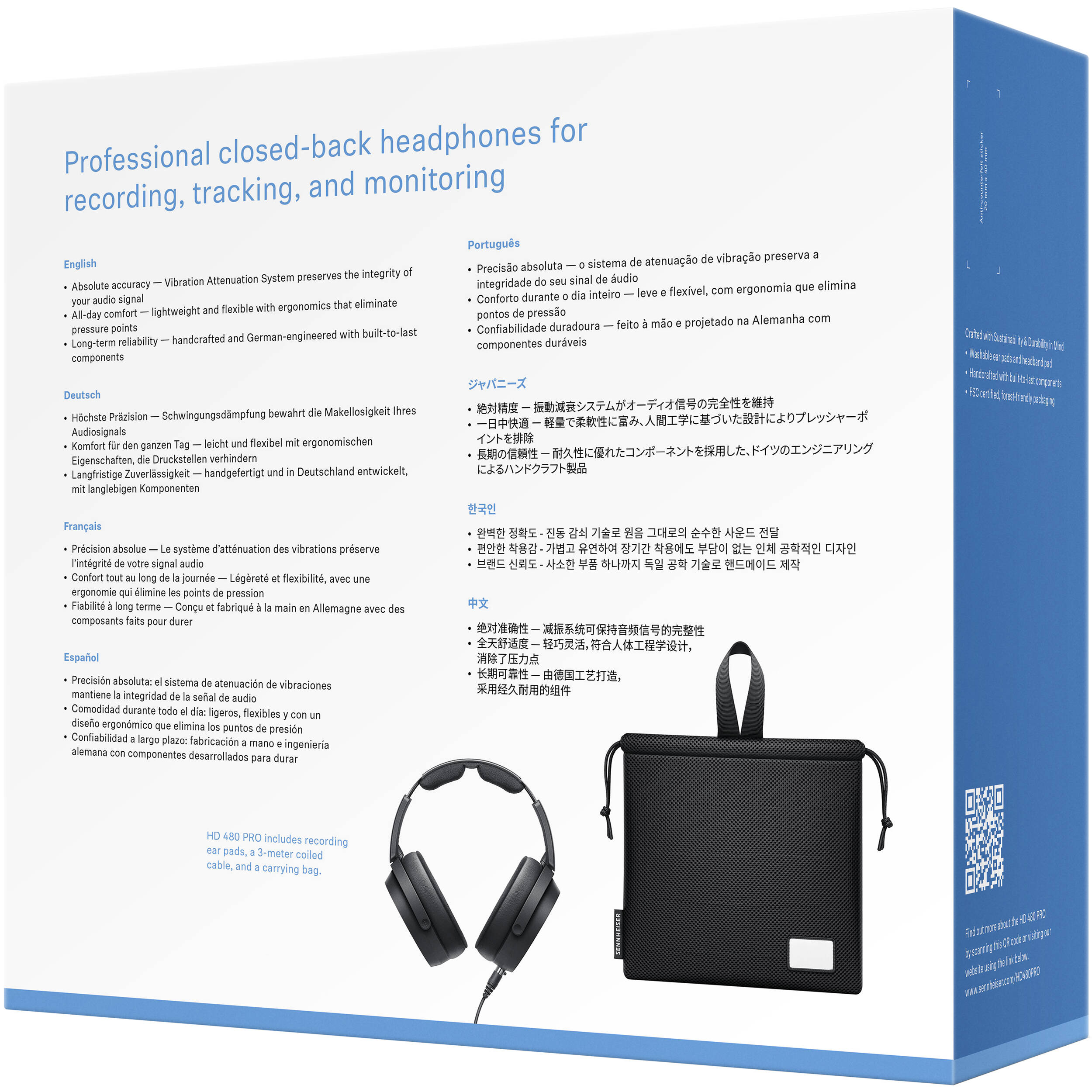 Sennheiser HD 480 Pro Professional Recording and Monitoring Headphones