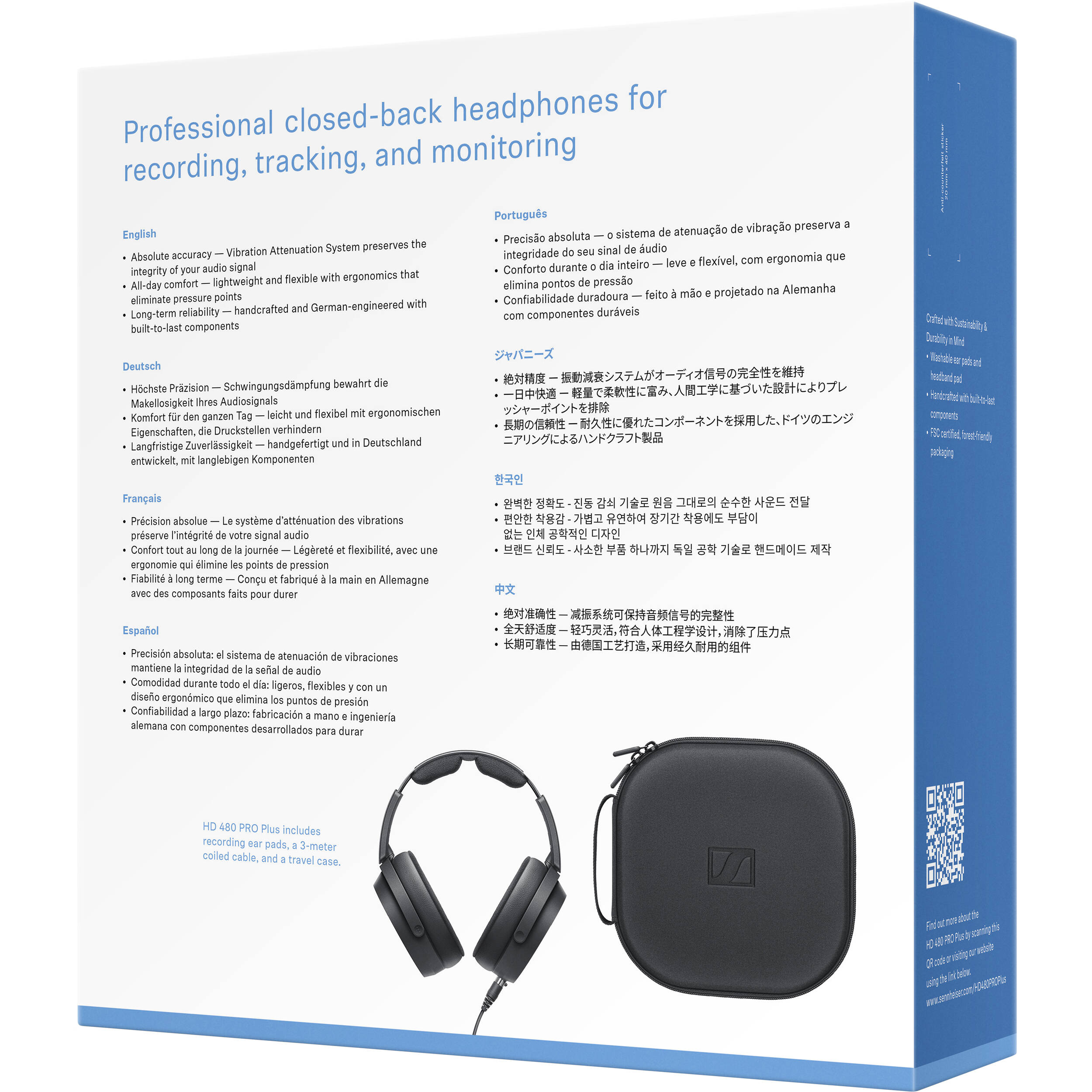 Sennheiser HD 480 Pro Plus Professional Recording and Monitoring Headphones