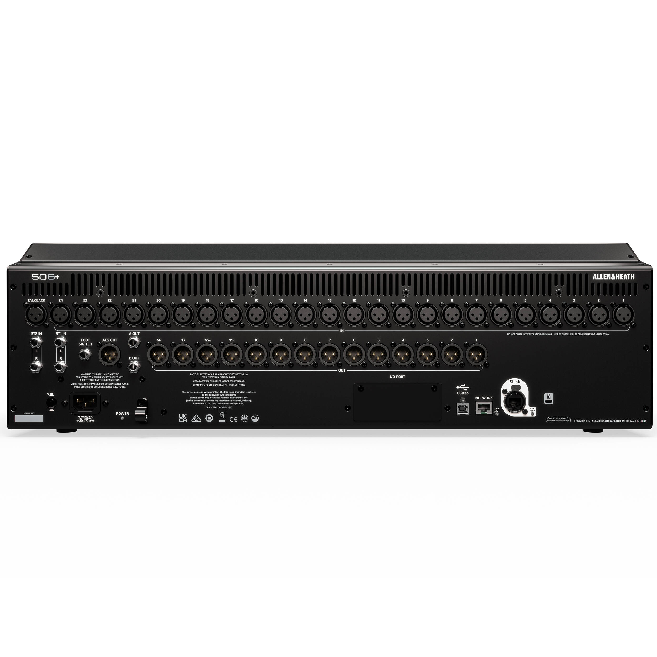 Allen & Heath SQ6+ 48-Input 44-Bus Digital Mixer with 24+1 Motorized Faders and RackUltra FX