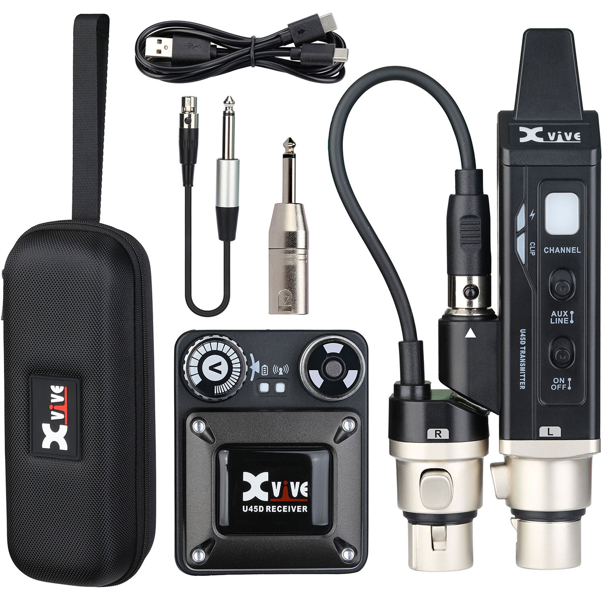 Xvive Audio U45D Stereo In-Ear Monitor Wireless System (5.8 GHz, Black)