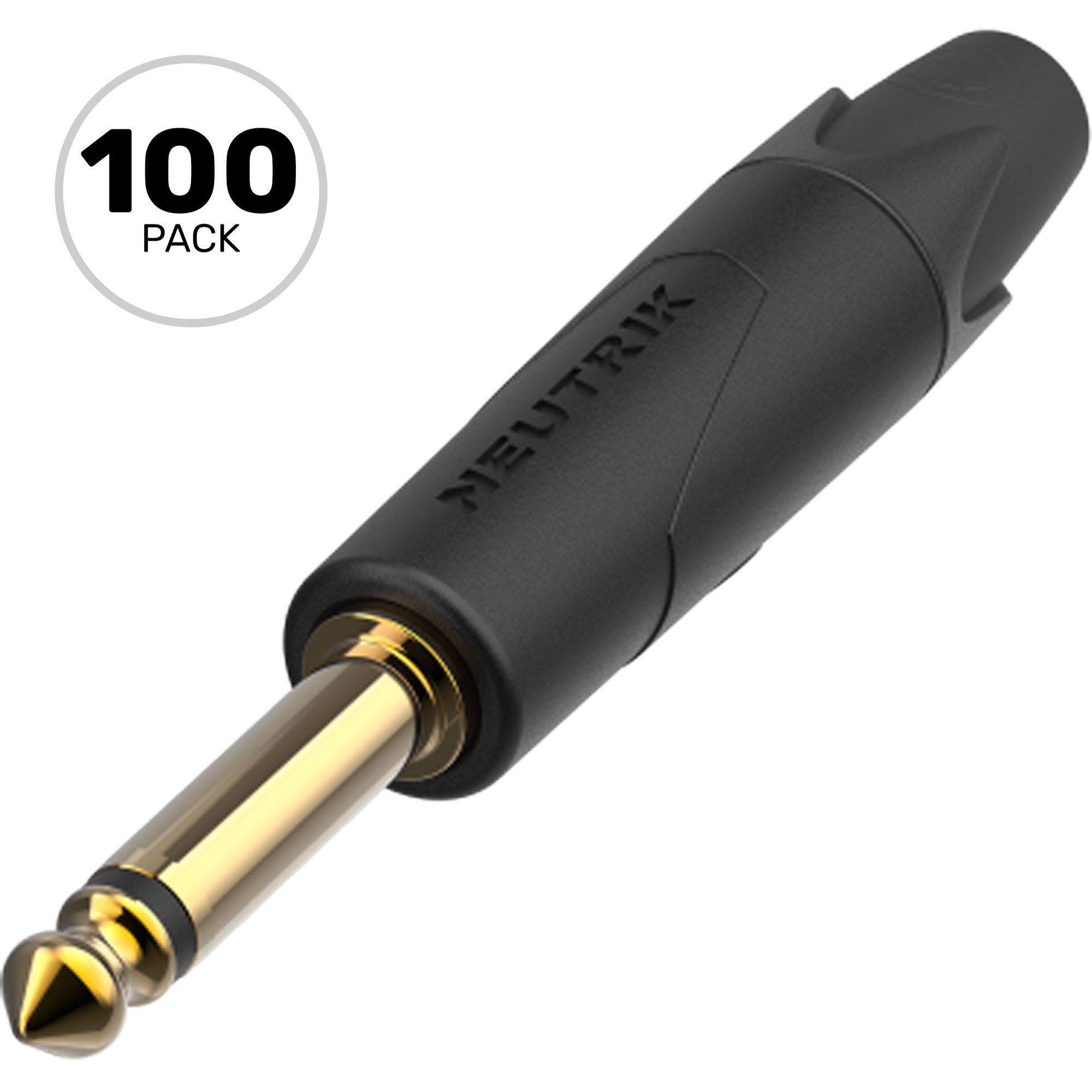 Neutrik NP2XX-AU-0 Professional 1/4" TS Mono Phone Plug (Black Composite/Gold, Box of 100)