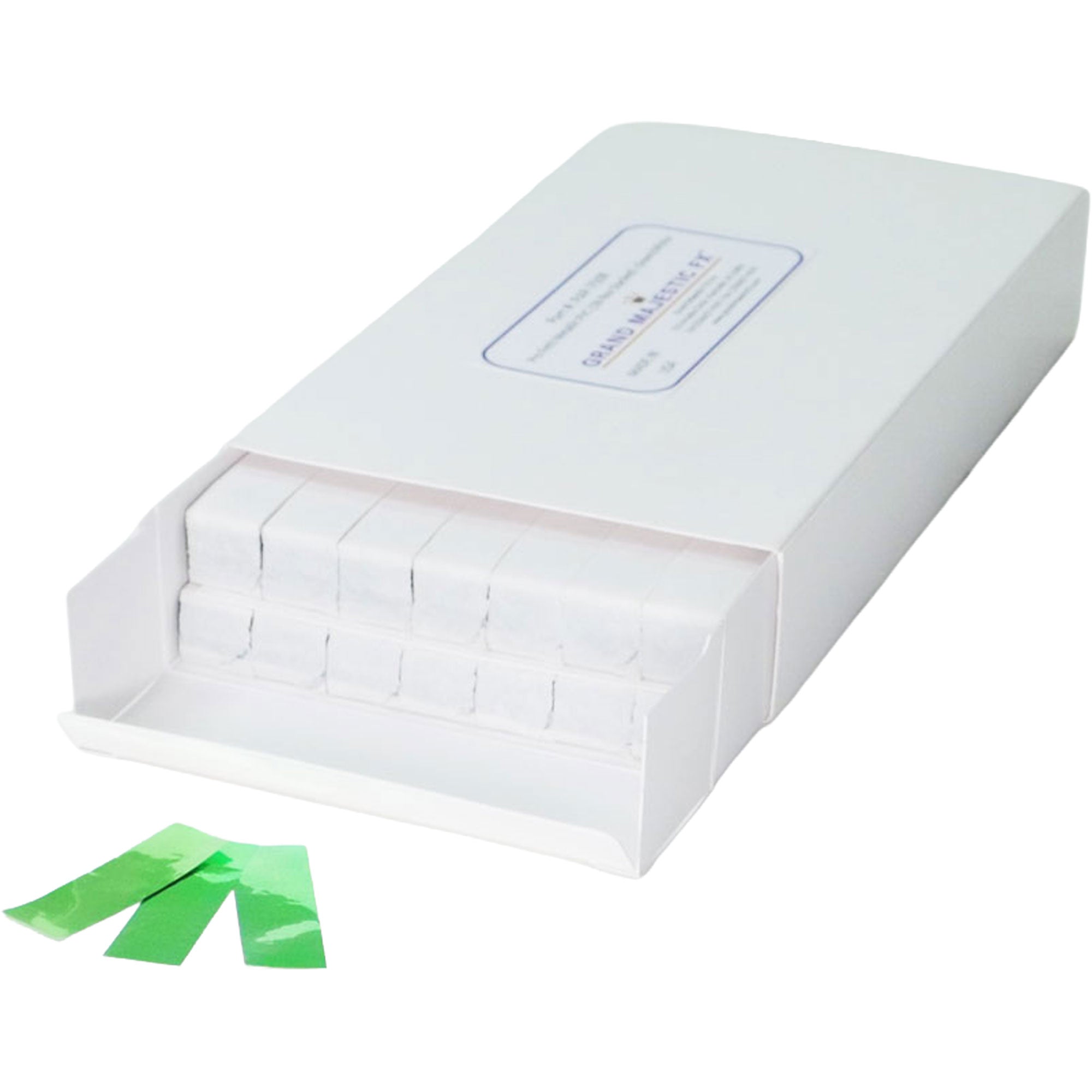 Grand Majestic FX Pro Fetti 1lb Box of Stacked Metallic PVC Mylar Confetti (Green/White)