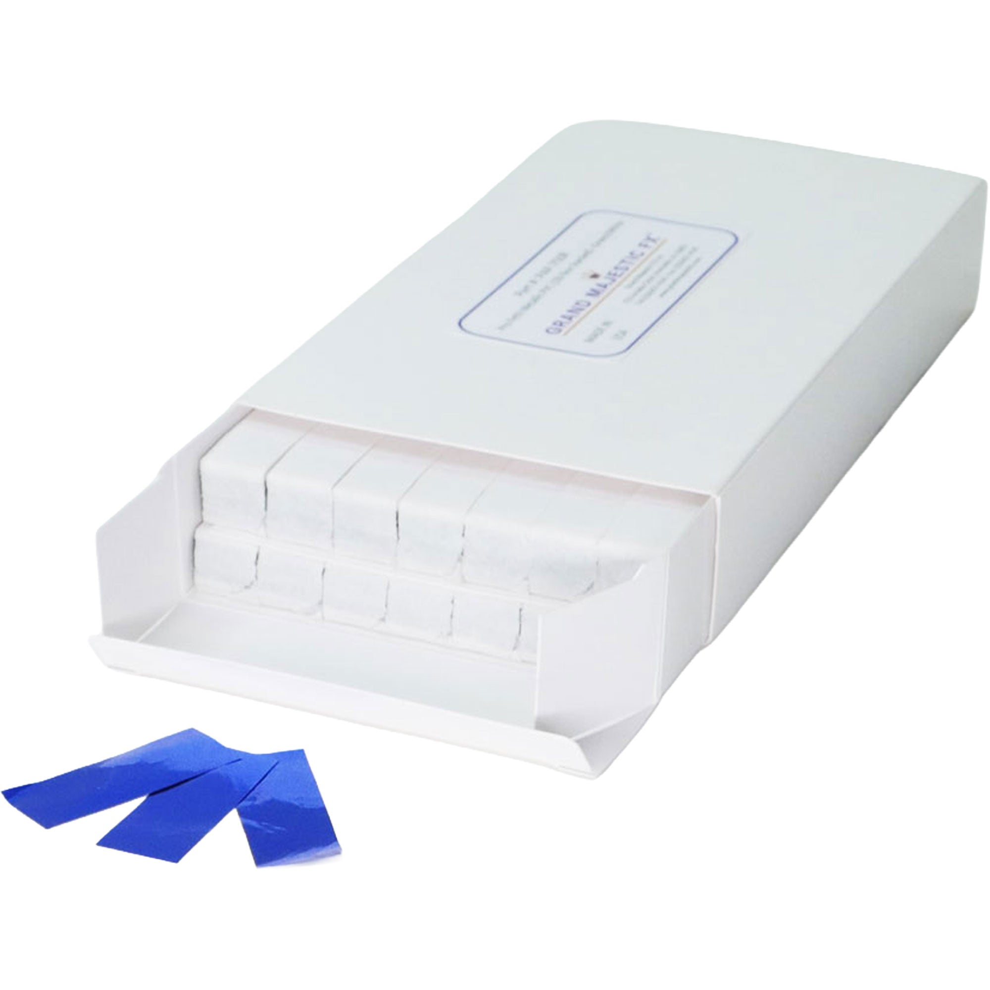 Grand Majestic FX Pro Fetti 1lb Box of Stacked Metallic PVC Mylar Confetti (Blue/White)