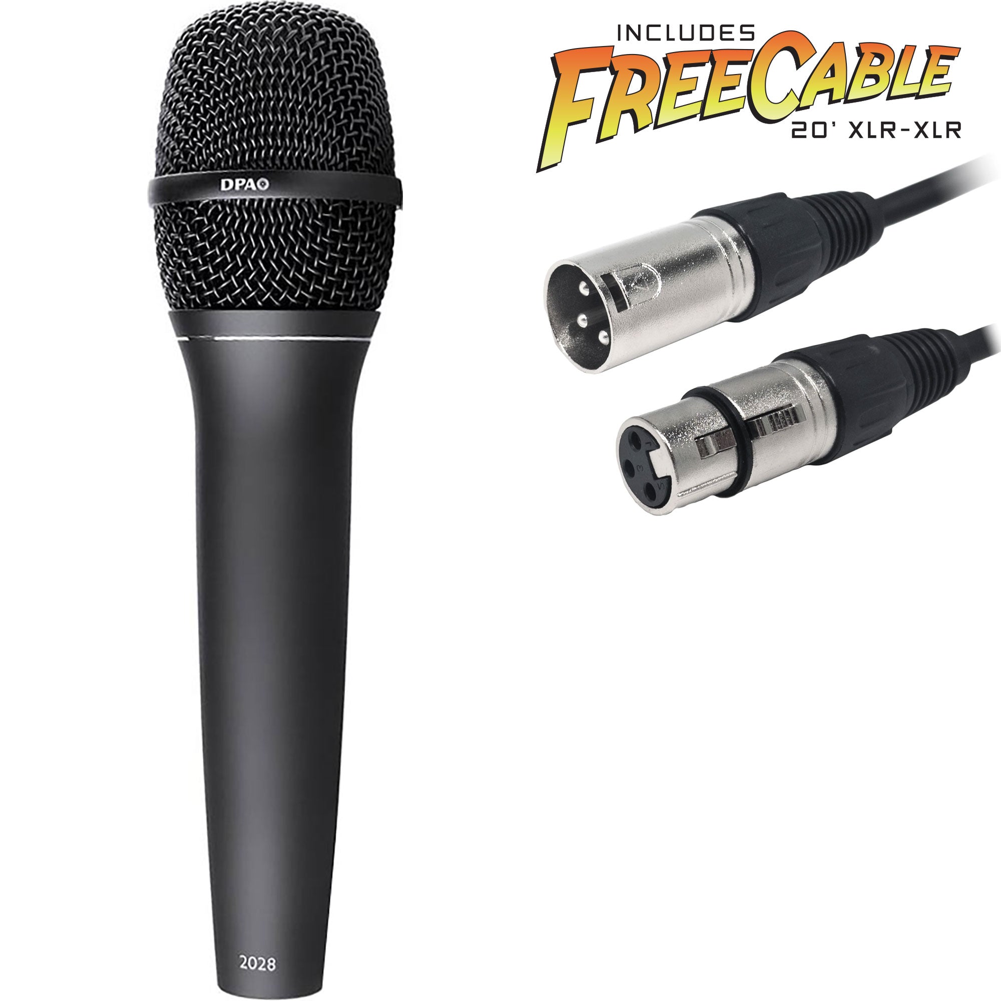 DPA 2028 Supercardioid Vocal Handheld Condenser Microphone with FREE 20' XLR Cable (Black)