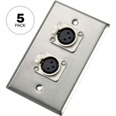 Neutrik 203F Single Gang Wall Plate with Dual Female 3-Pin XLR (5 Pack) Image 1