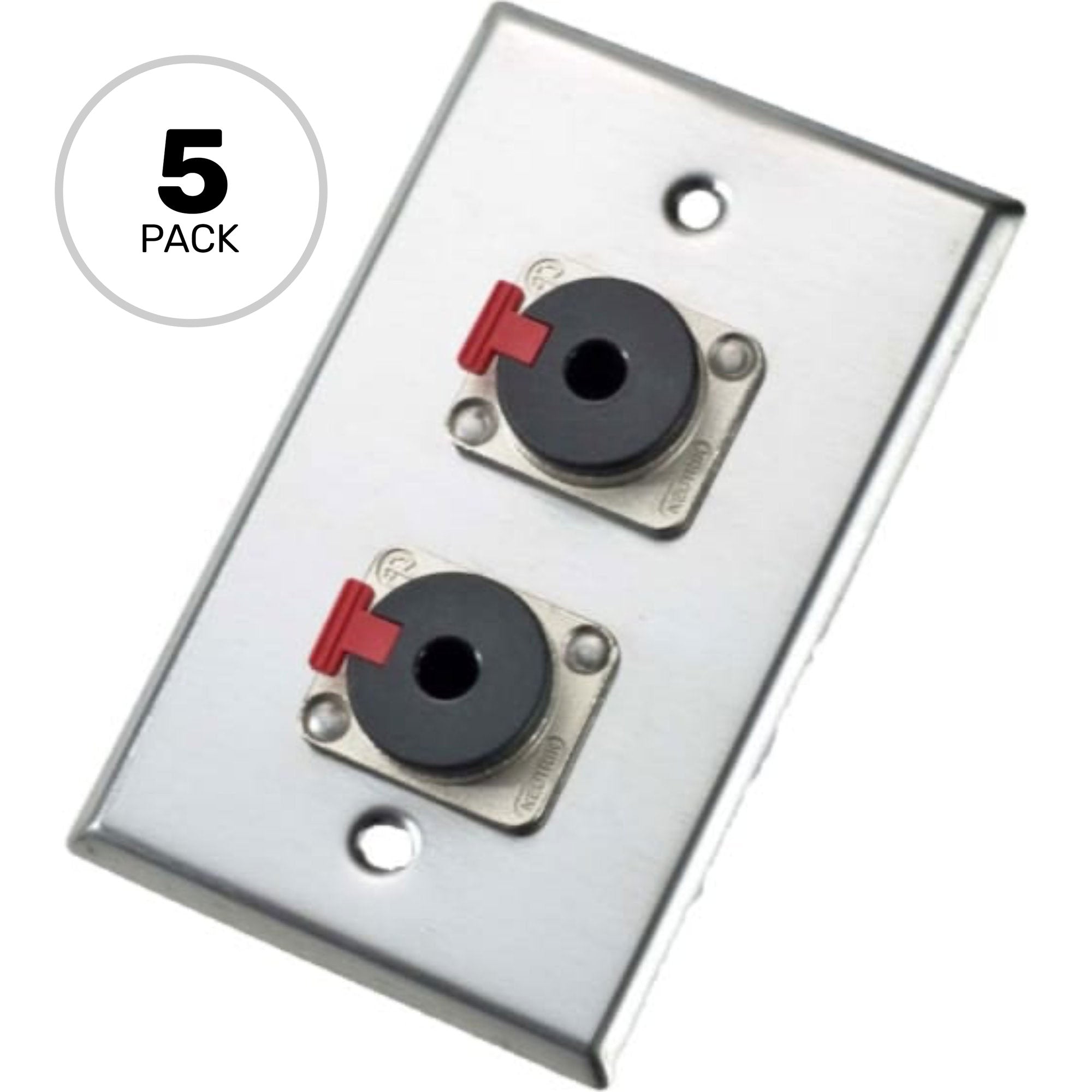 Neutrik 203P Single Gang Wall Plate with Dual Female 1/4" TRS Jacks (5 Pack)