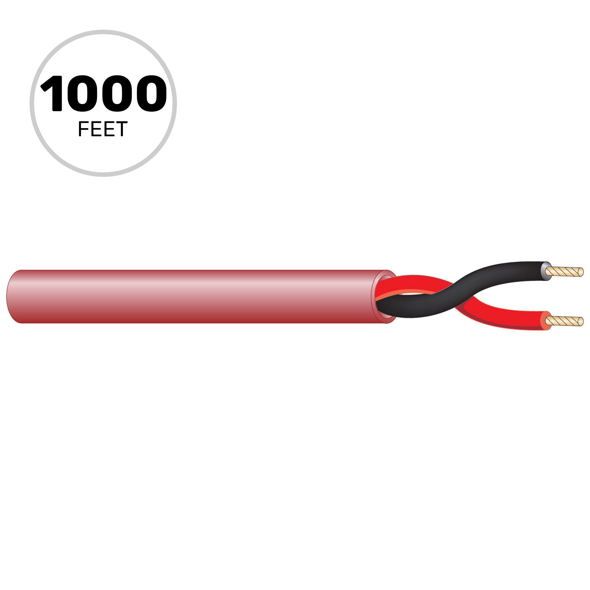 West Penn 224 Non-Plenum 18/2 Unshielded CMR Speaker Wire (Red, 1000' Roll)