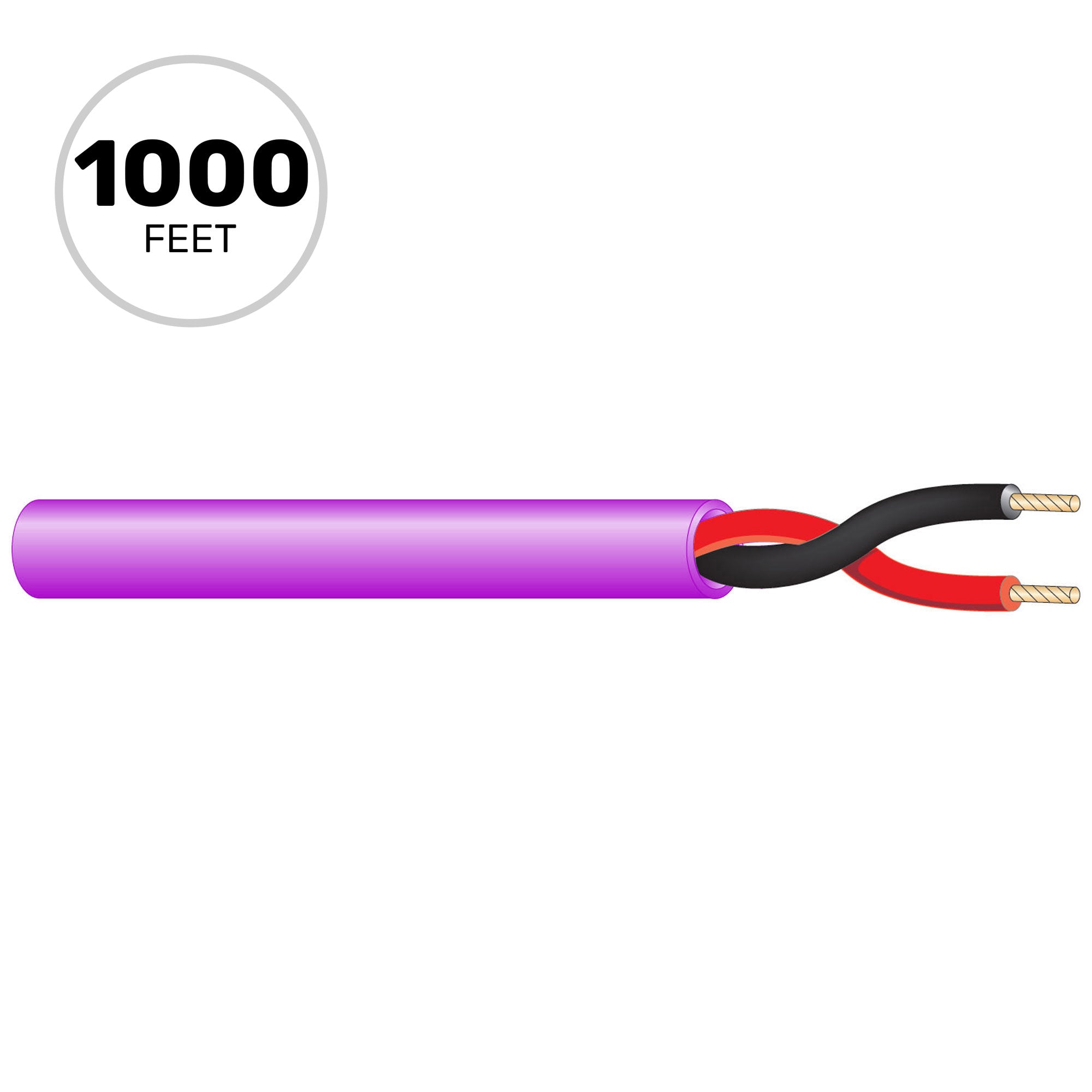 West Penn 225 Non-Plenum 16/2 Unshielded CMR Speaker Wire (Purple, 1000' Roll)