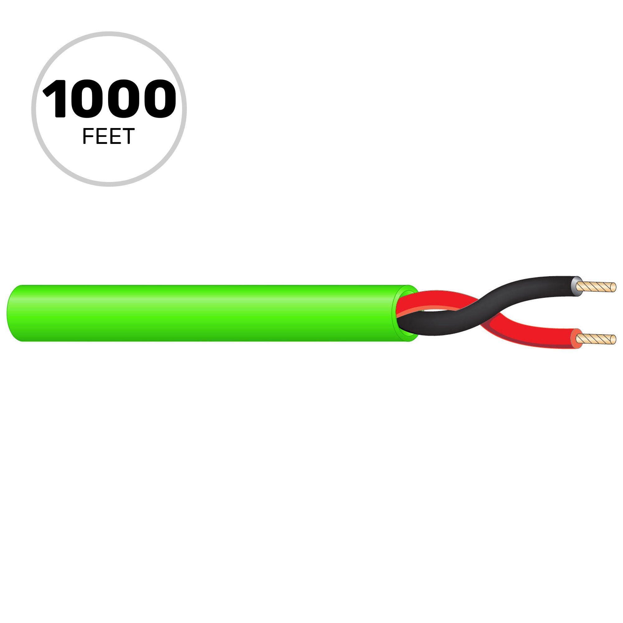 West Penn 227 Non-Plenum 12/2 Unshielded CMR Speaker Wire (Security Green, 1000' Roll)