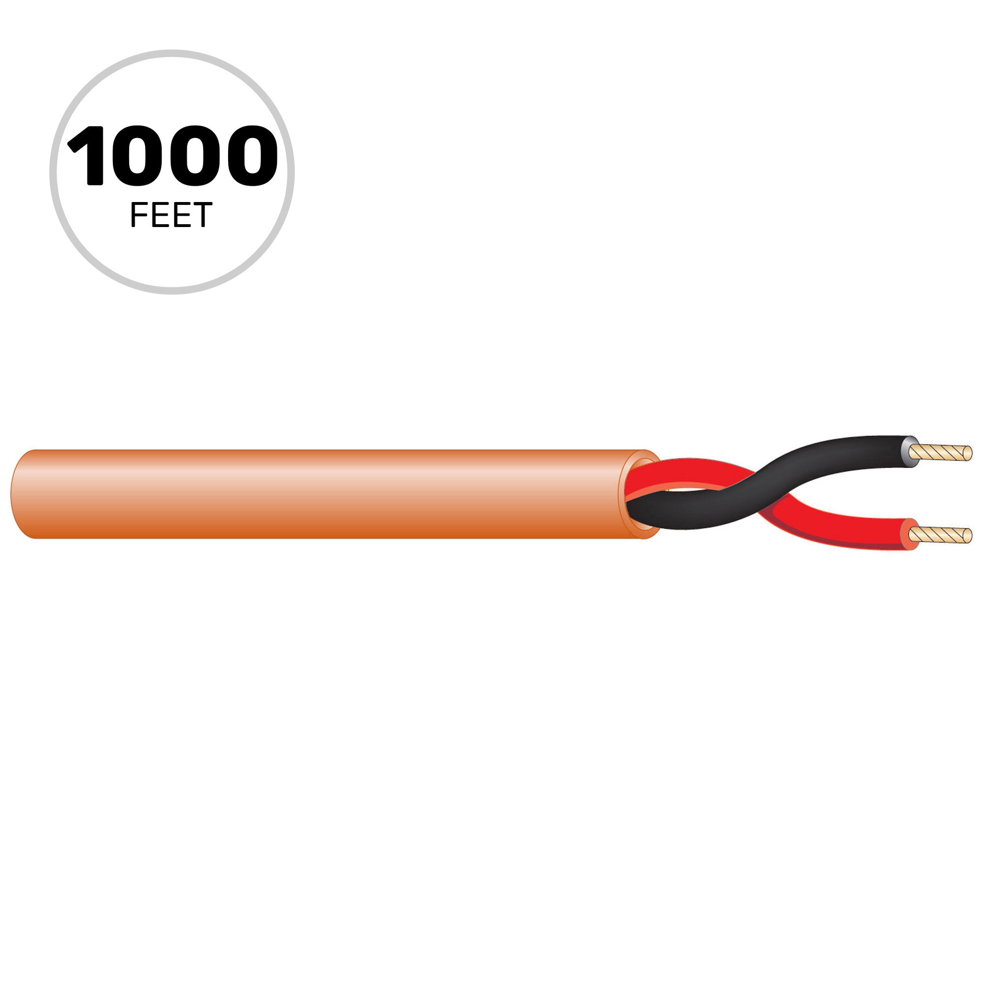 West Penn 25224B Plenum Rated 18 AWG 2 Conductor Unshielded CMR Speaker Wire (Orange, 1000' Roll)