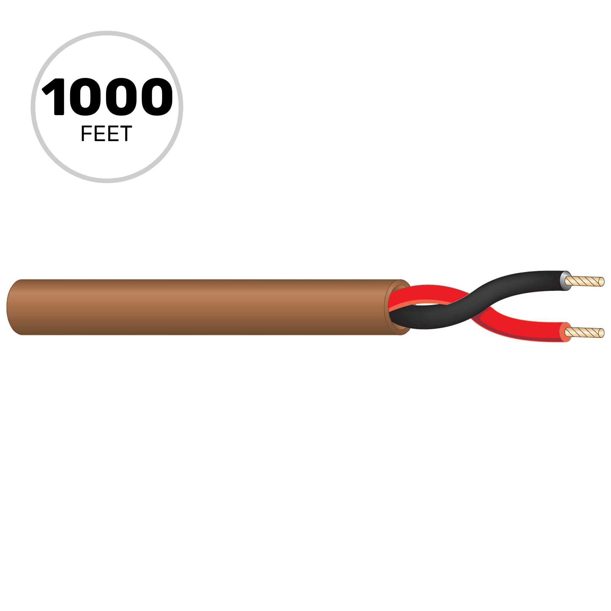 West Penn 25226B Plenum Rated 14 AWG 2 Conductor Unshielded CMR Speaker Wire (Brown, 1000' Roll)