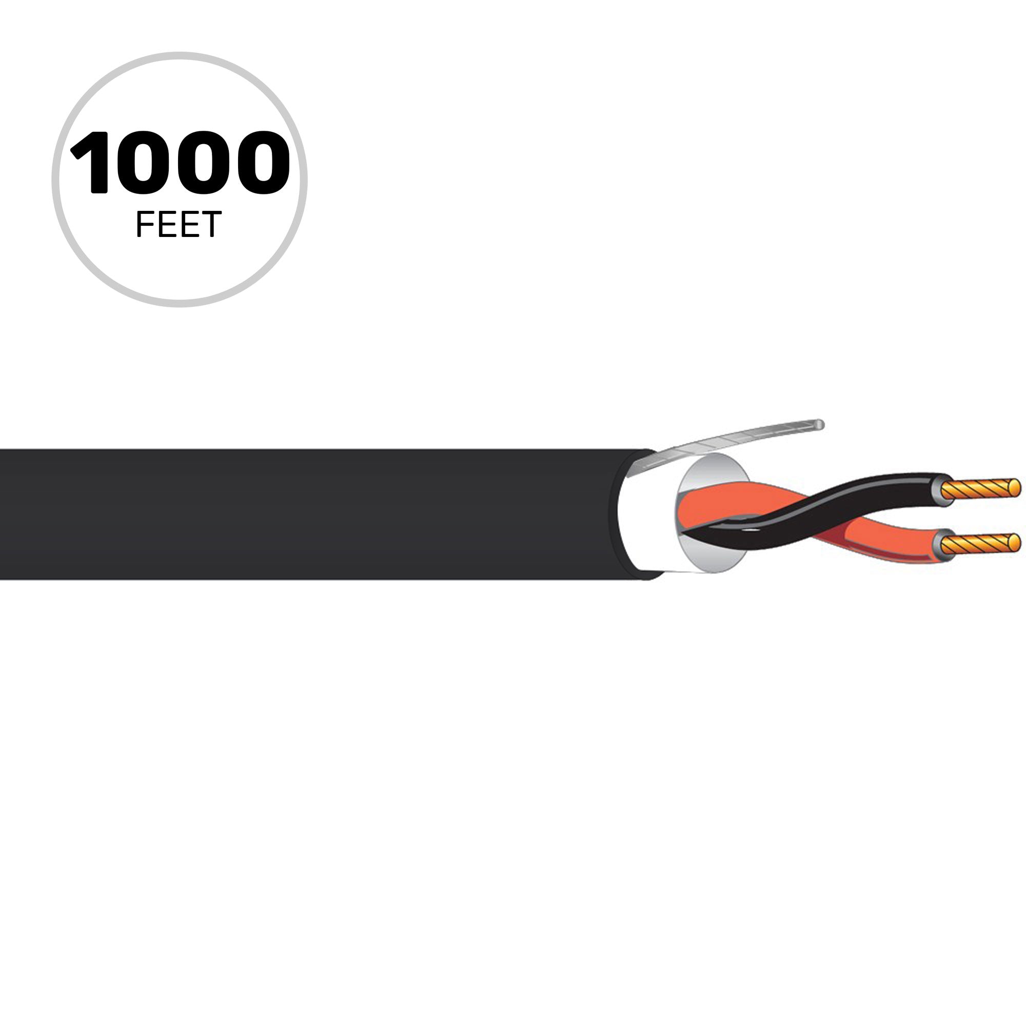 West Penn 25294B Plenum 16/2 Shielded CMP Audio and Control Cable (Black, 1000' Roll)