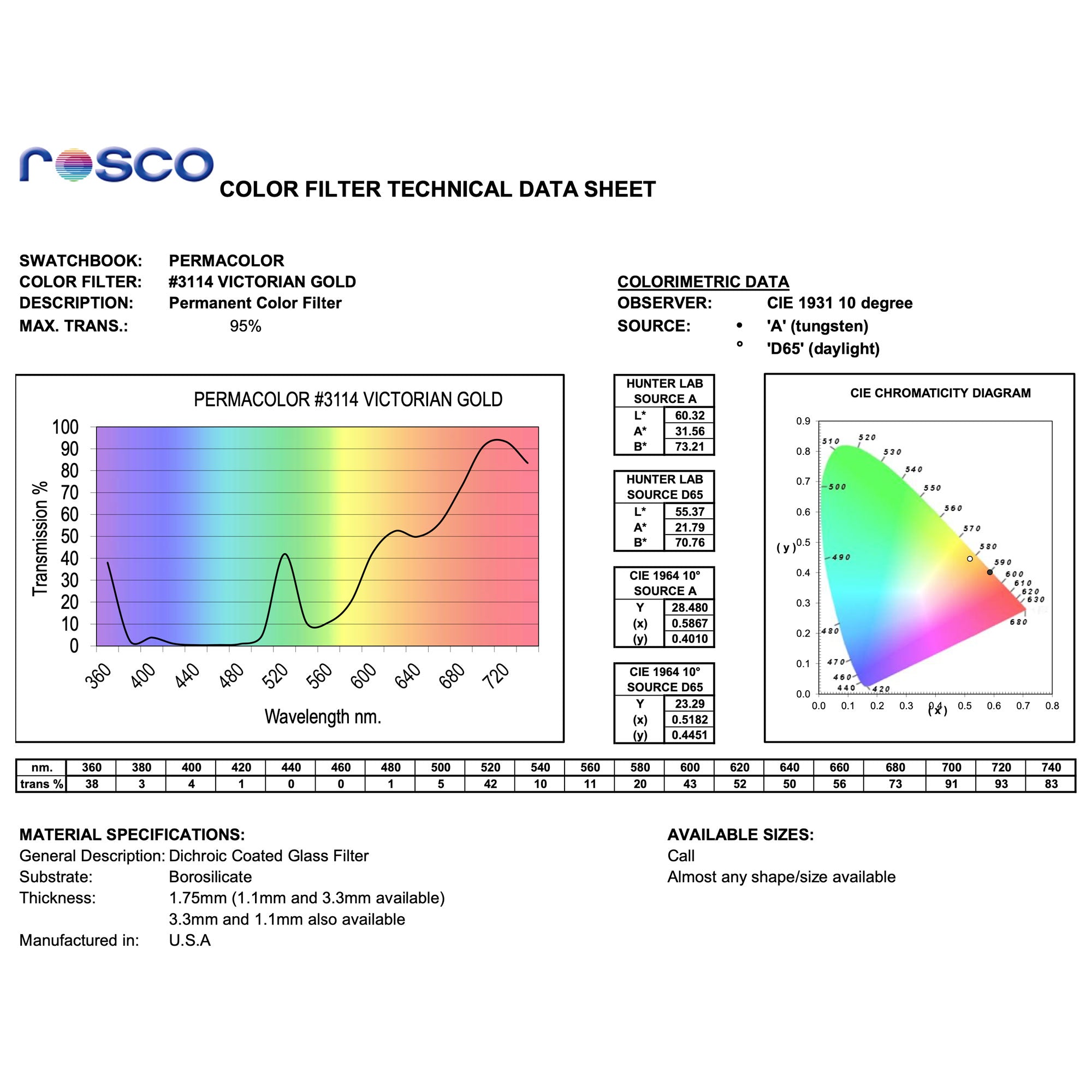 Rosco #3114 Roscolux Filter Gel Tough UV Roscolux Filter Gel (20" x 24" Sheet)