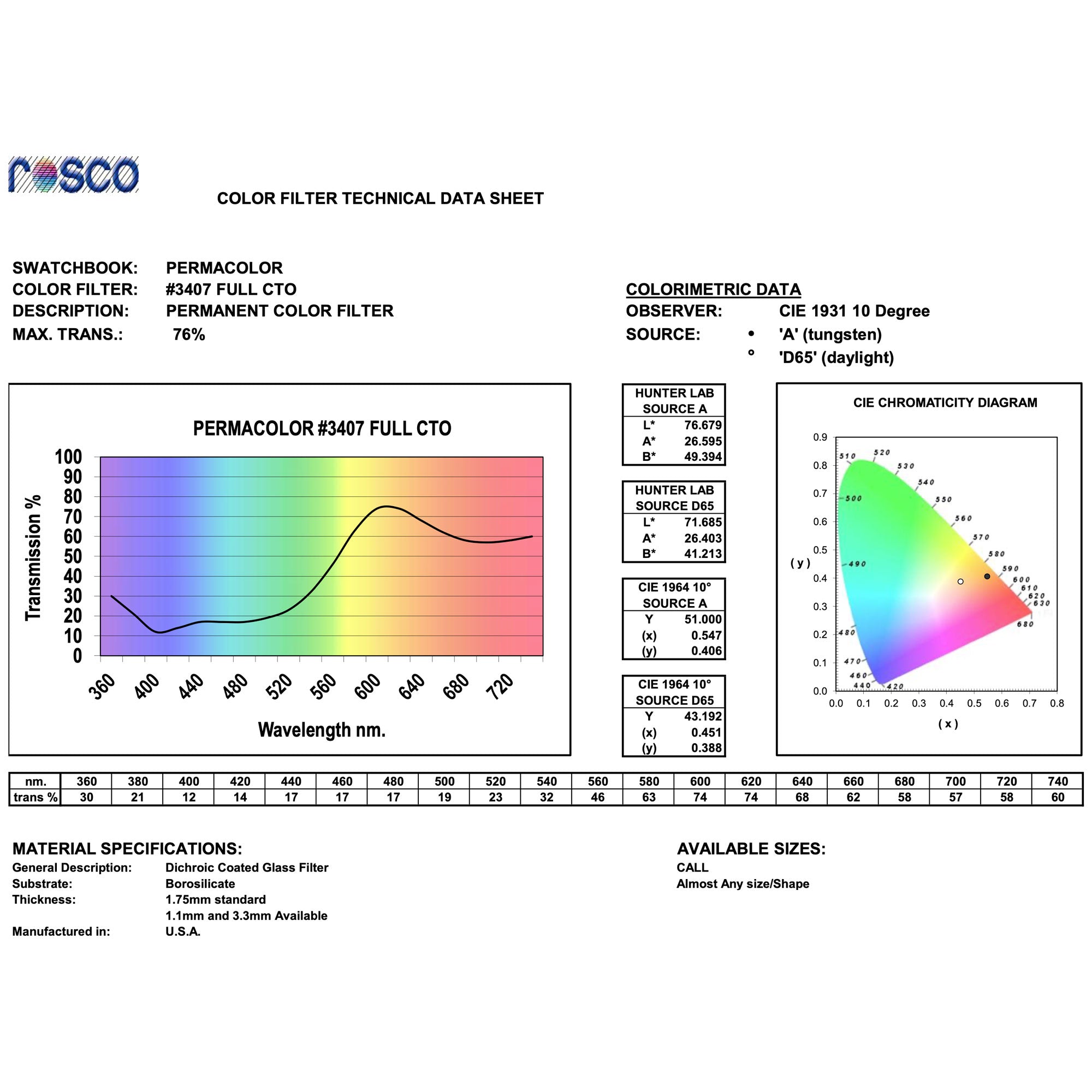 Rosco #3407 Roscolux Filter Gel Roscosun CTO (48" x 25' Roll)