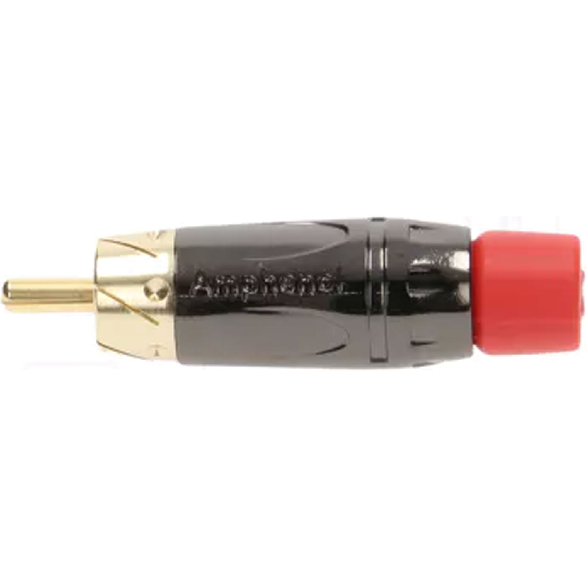 Amphenol ACPL-CRD Gold Plated Male RCA Phono Cable Mount Connector (Black Chrome/Red, Box of 100)