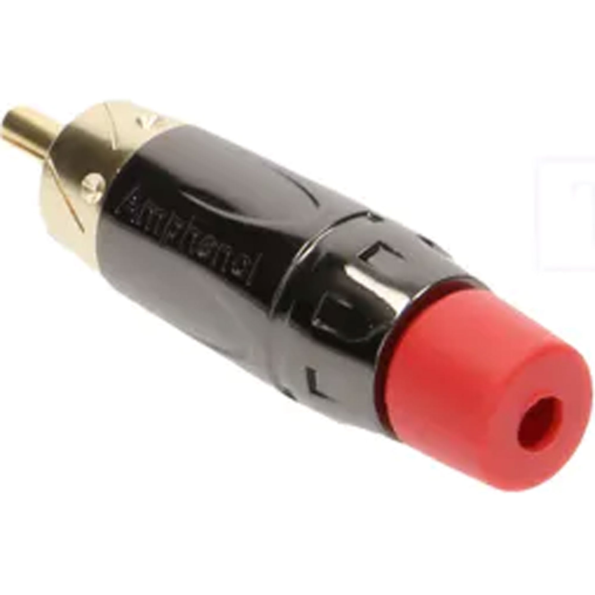 Amphenol ACPL-CRD Gold Plated Male RCA Phono Cable Mount Connector (Black Chrome/Red, Box of 100)