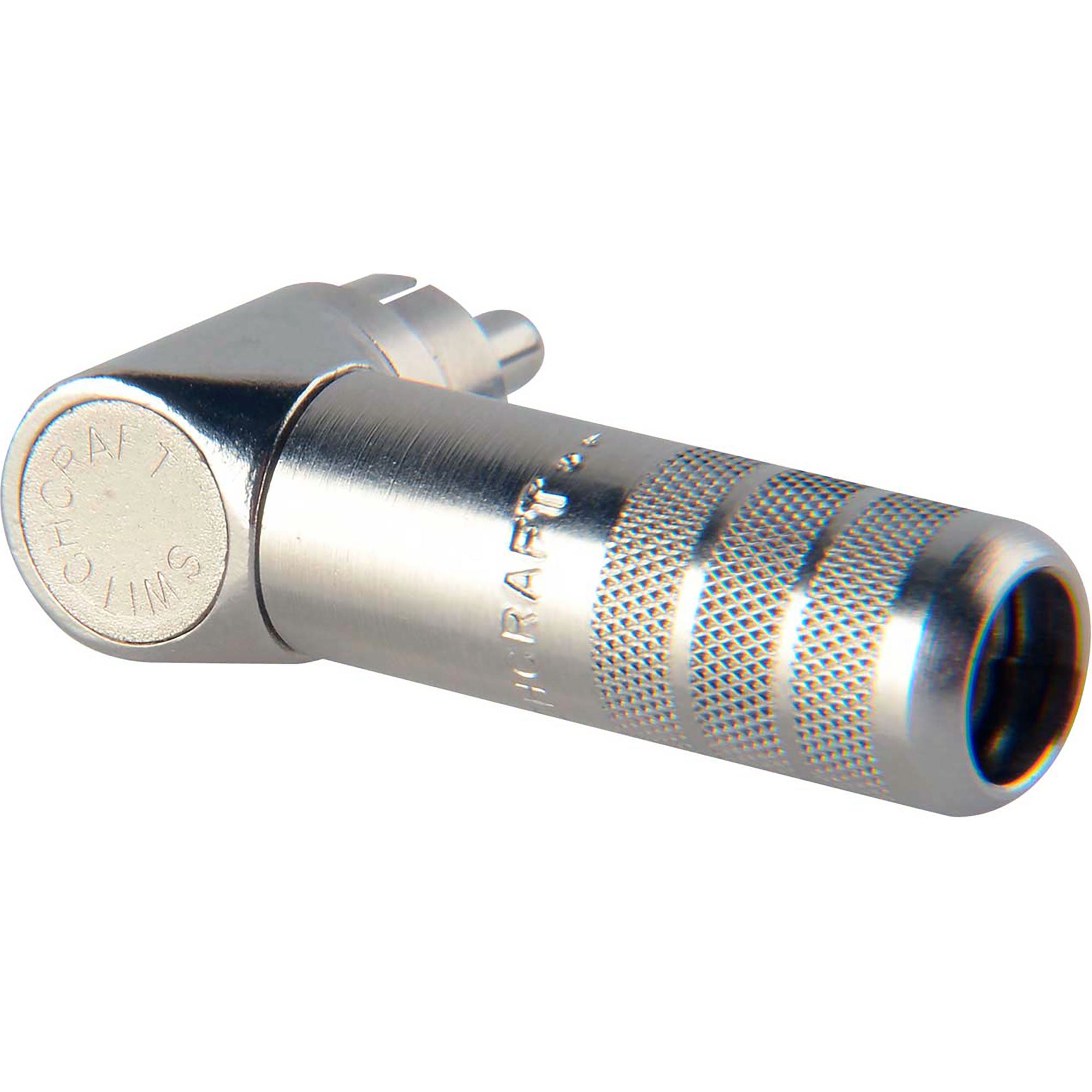 Switchcraft 3502RA Right Angle Cable Mount RCA Plug (Nickel/Silver)