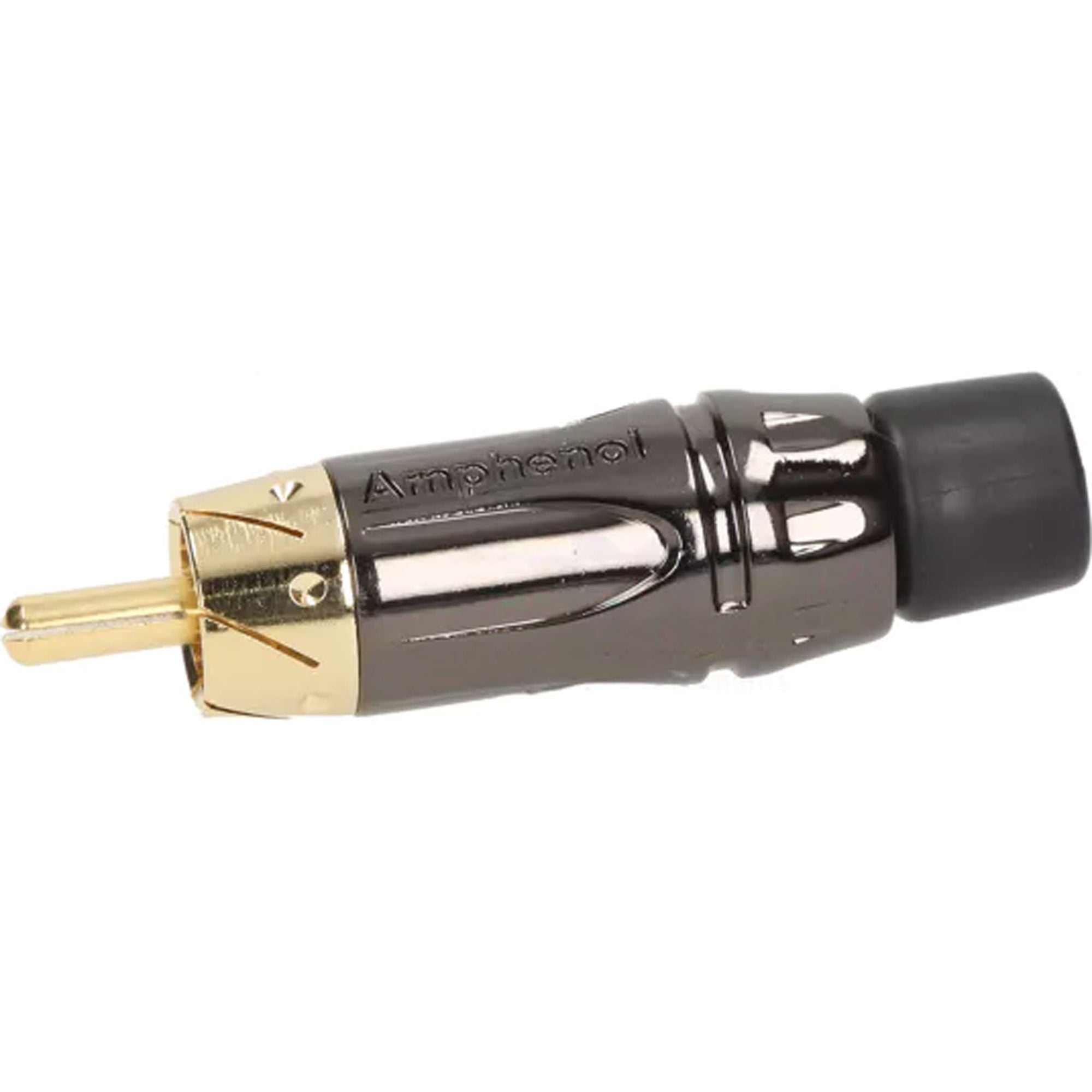 Amphenol ACPL-CBK Gold Plated Male RCA Phono Cable Mount Connector (Black Chrome/Black, 50 Pack)