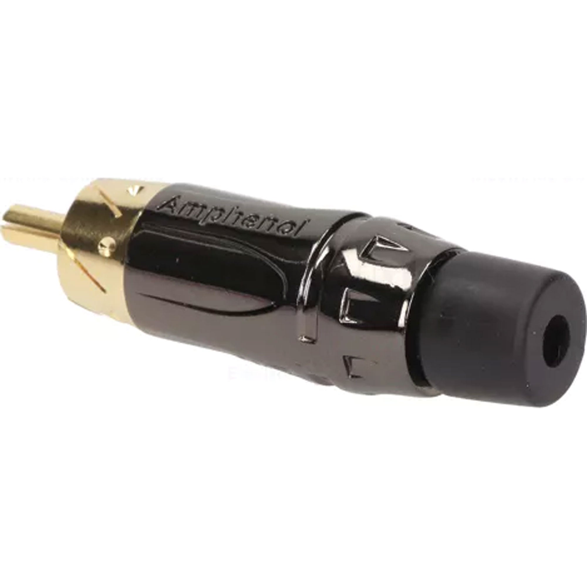 Amphenol ACPL-CBK Gold Plated Male RCA Phono Cable Mount Connector (Black Chrome/Black, 50 Pack)