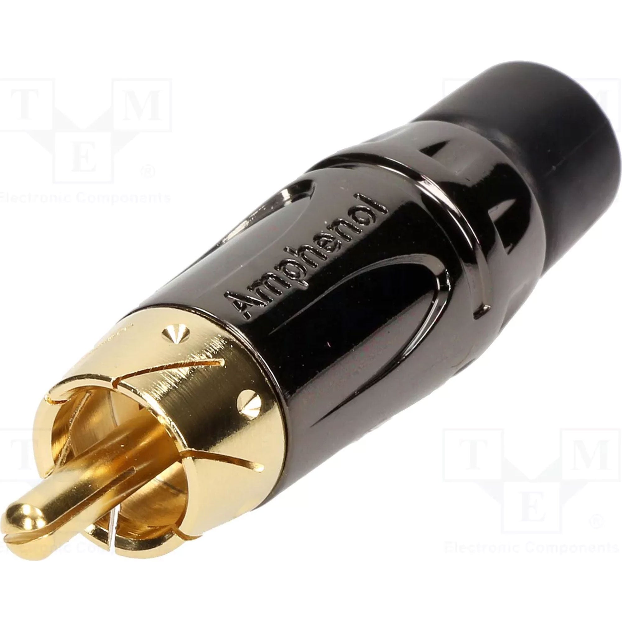 Amphenol ACPL-CBK Gold Plated Male RCA Phono Cable Mount Connector (Black Chrome/Black, 10 Pack)
