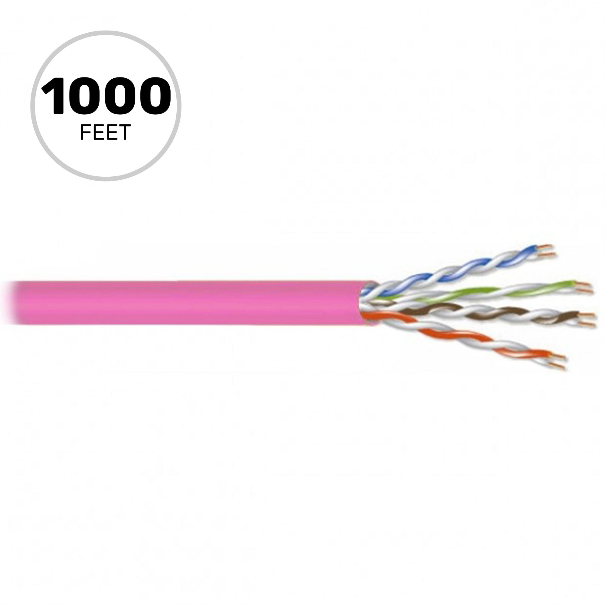 West Penn 4245EZ 24AWG 4-Pair Unshielded Cat 5e UTP CMR Ethernet Cable (Pink, 1000' Roll)