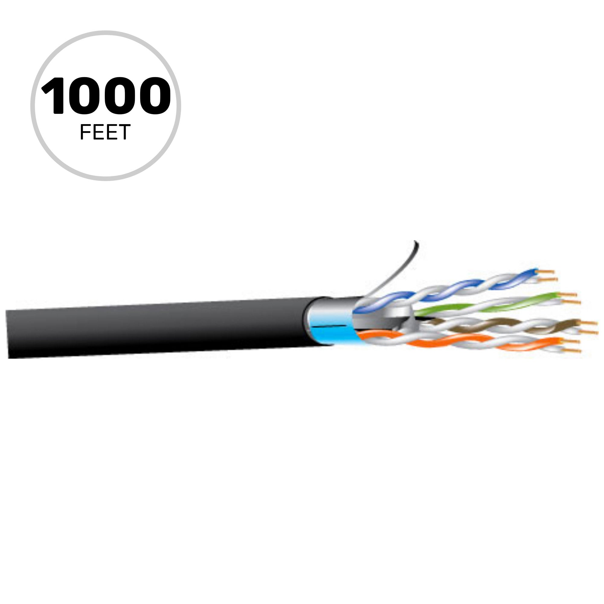 West Penn 254247F Shielded Plenum 22AWG Category 7 Ethernet Cable (Black, 1000' Roll)