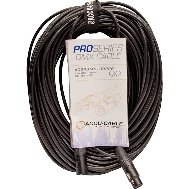 American DJ Accu-Cable AC3PDMX100PRO 3-Pin Pro Series DMX Cable (100')